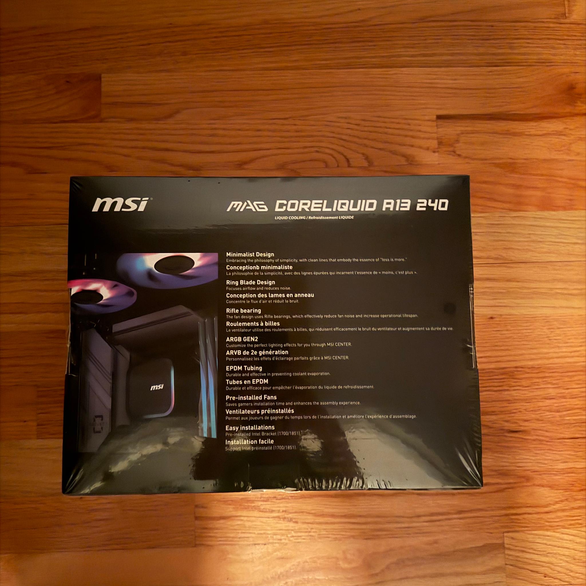 NEW MSI MAG Coreliquid A13 240 Black RGB AIO Liquid Cooling 240mm Radiator