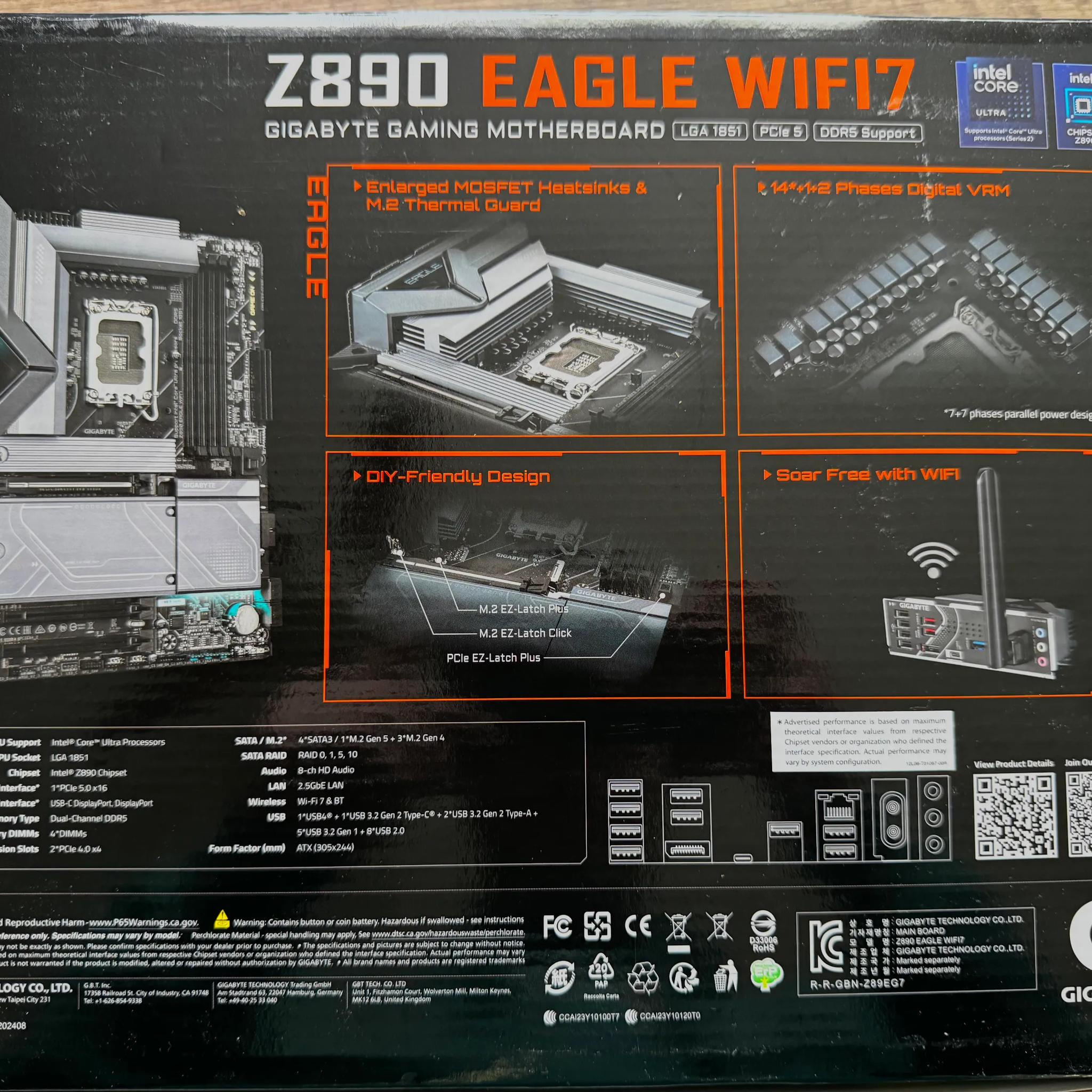 NEW Gigabyte Z890 Eagle WiFi7 LGA 1851 | Intel 14th/15th Gen Ready | Sealed