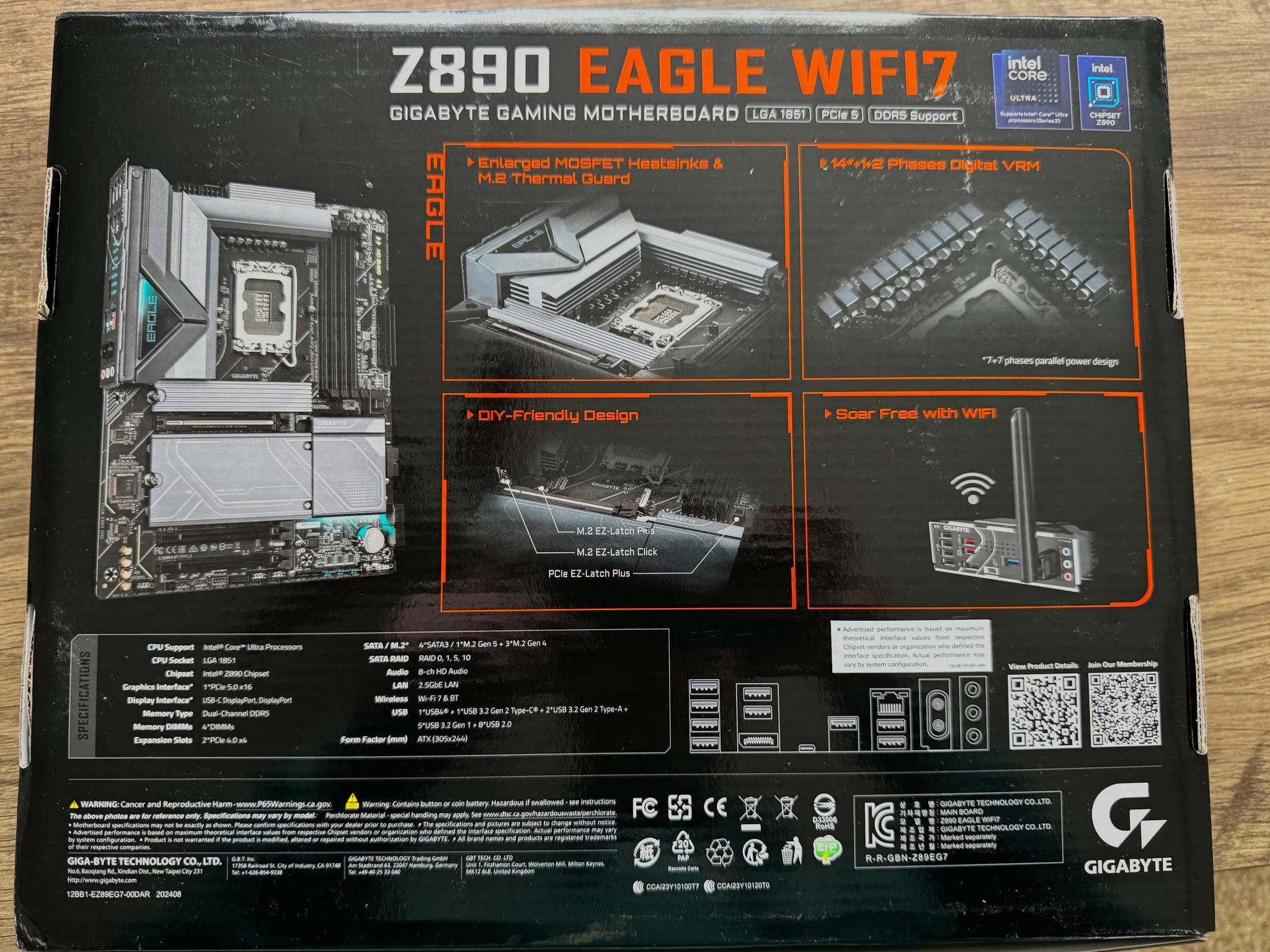 NEW Gigabyte Z890 Eagle WiFi7 LGA 1851 | Intel 14th/15th Gen Ready | Sealed