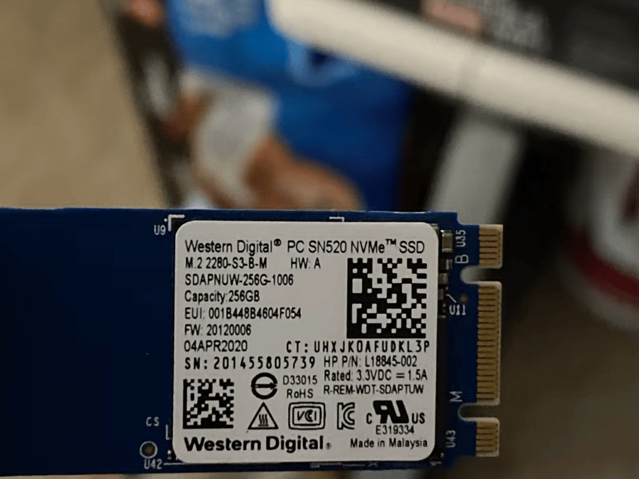 WD SN520 256 GB NVME ssd