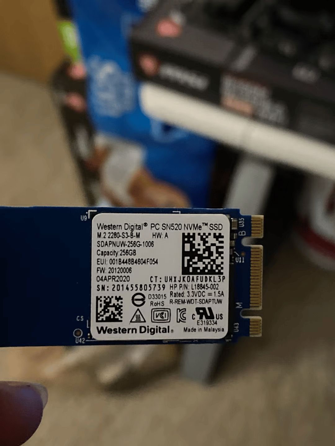 WD SN520 256 GB NVME ssd