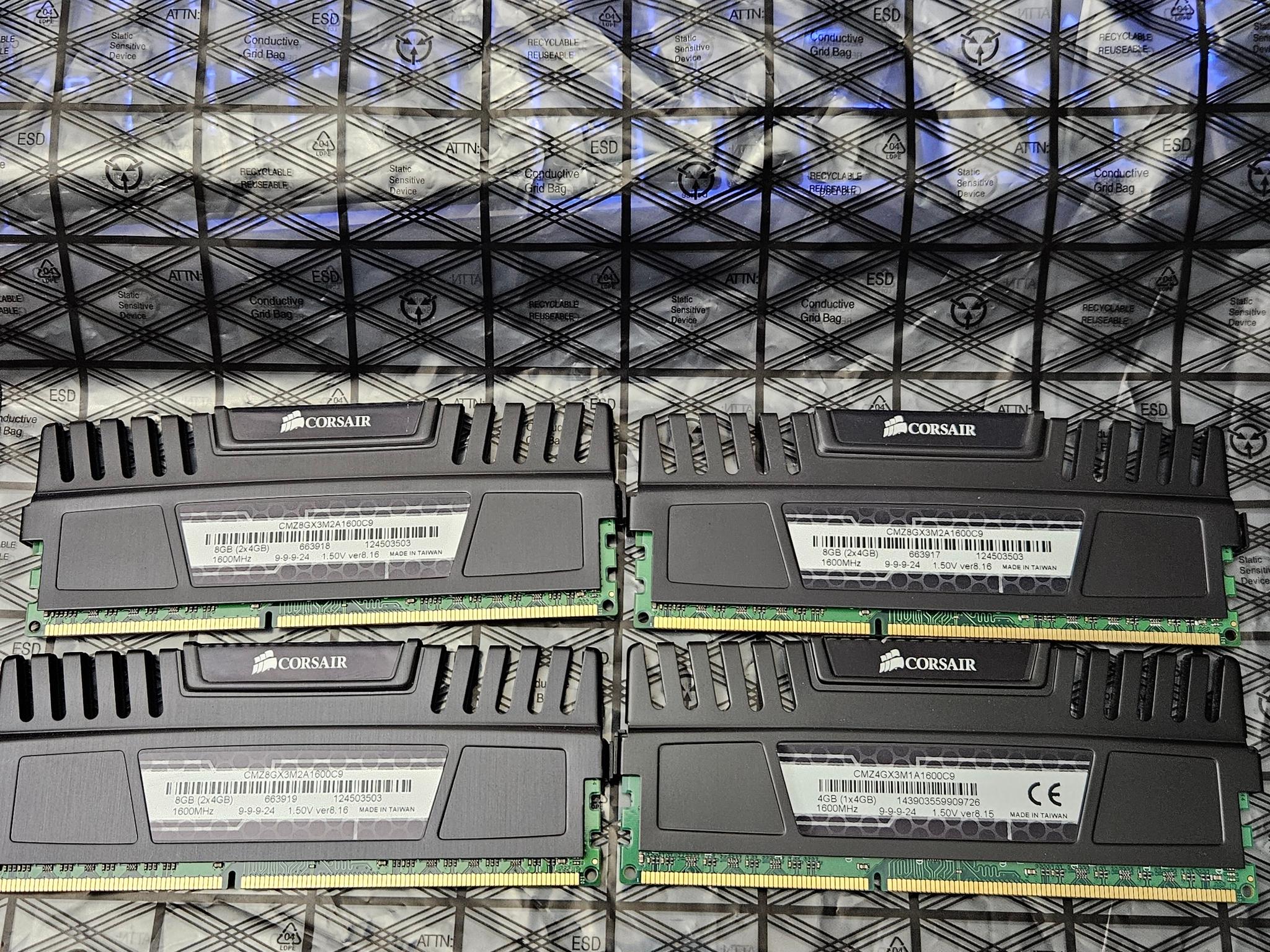 Corsair DDR3 16gb 4 X 4GB 1600MHZ memory RAM Lot 2