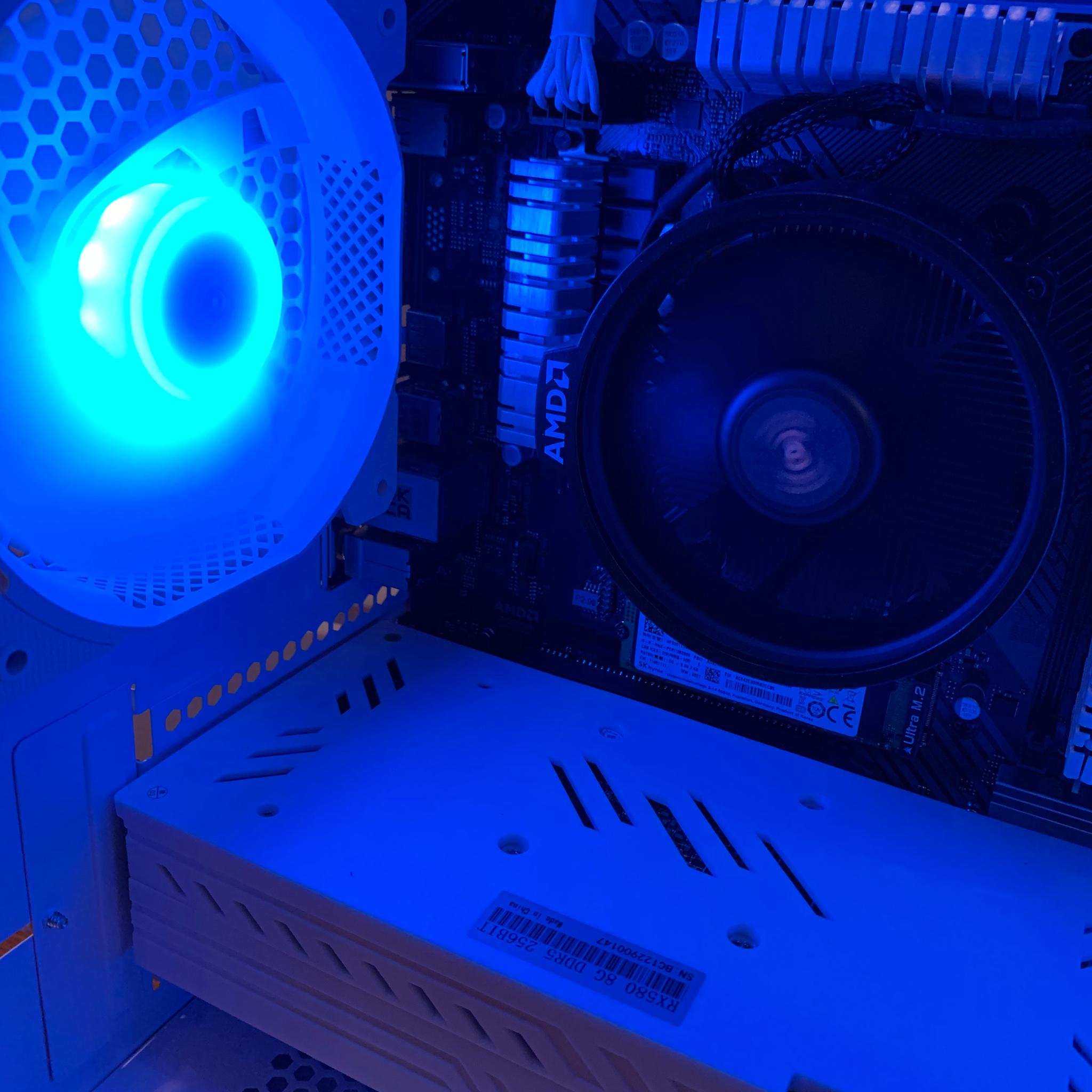 RYZEN 5 1600 RX 580 8GB WHITE RGB GAMING/STREAMING/EDITING PC 16GB RAM 1000GB M.2 SSD WINDOWS WiFi