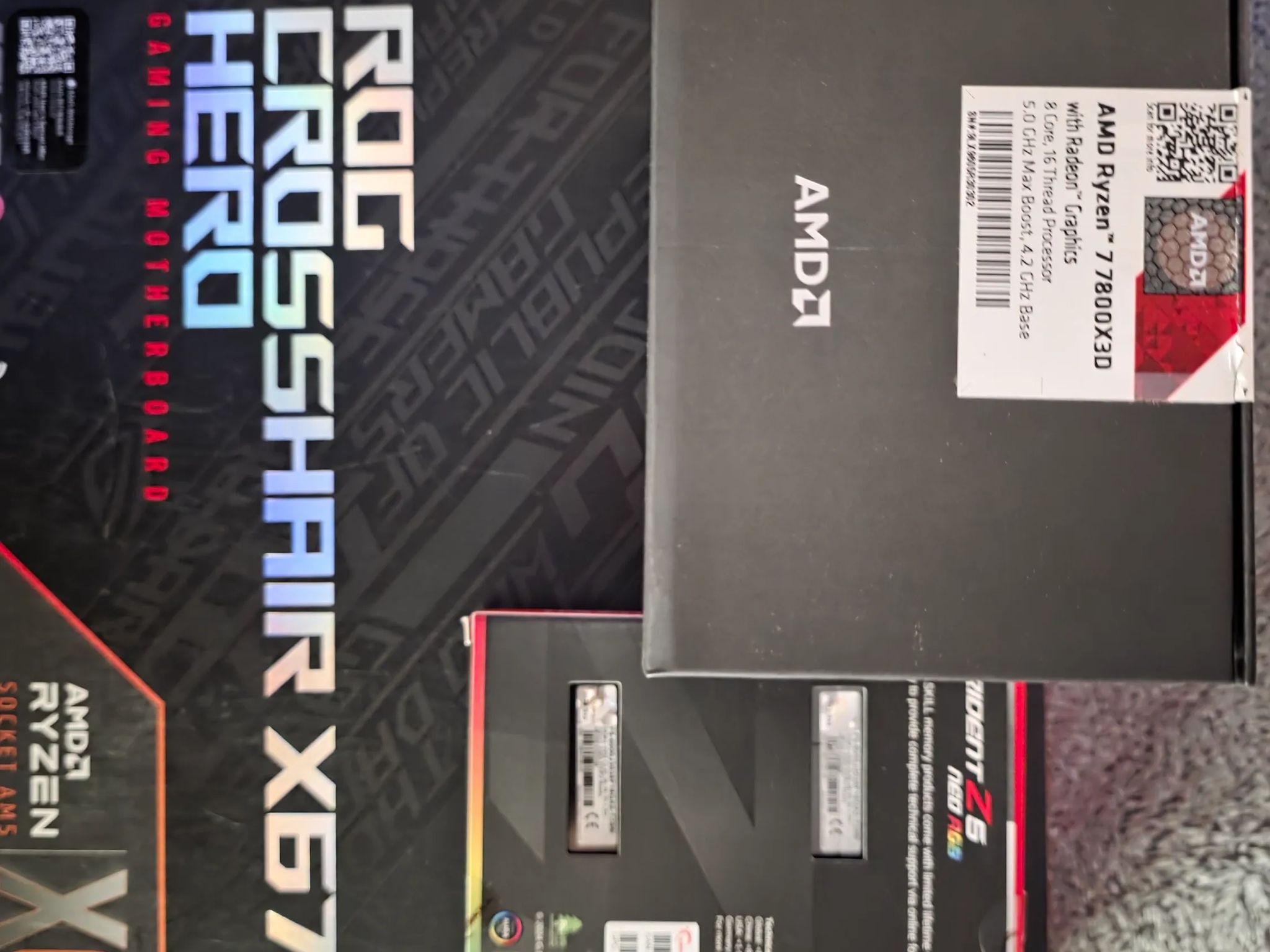 AMD ROG Bundle  X670e crosshair hero , G. Skill Trident Z 32gbs6000MTCL30-40-40-96