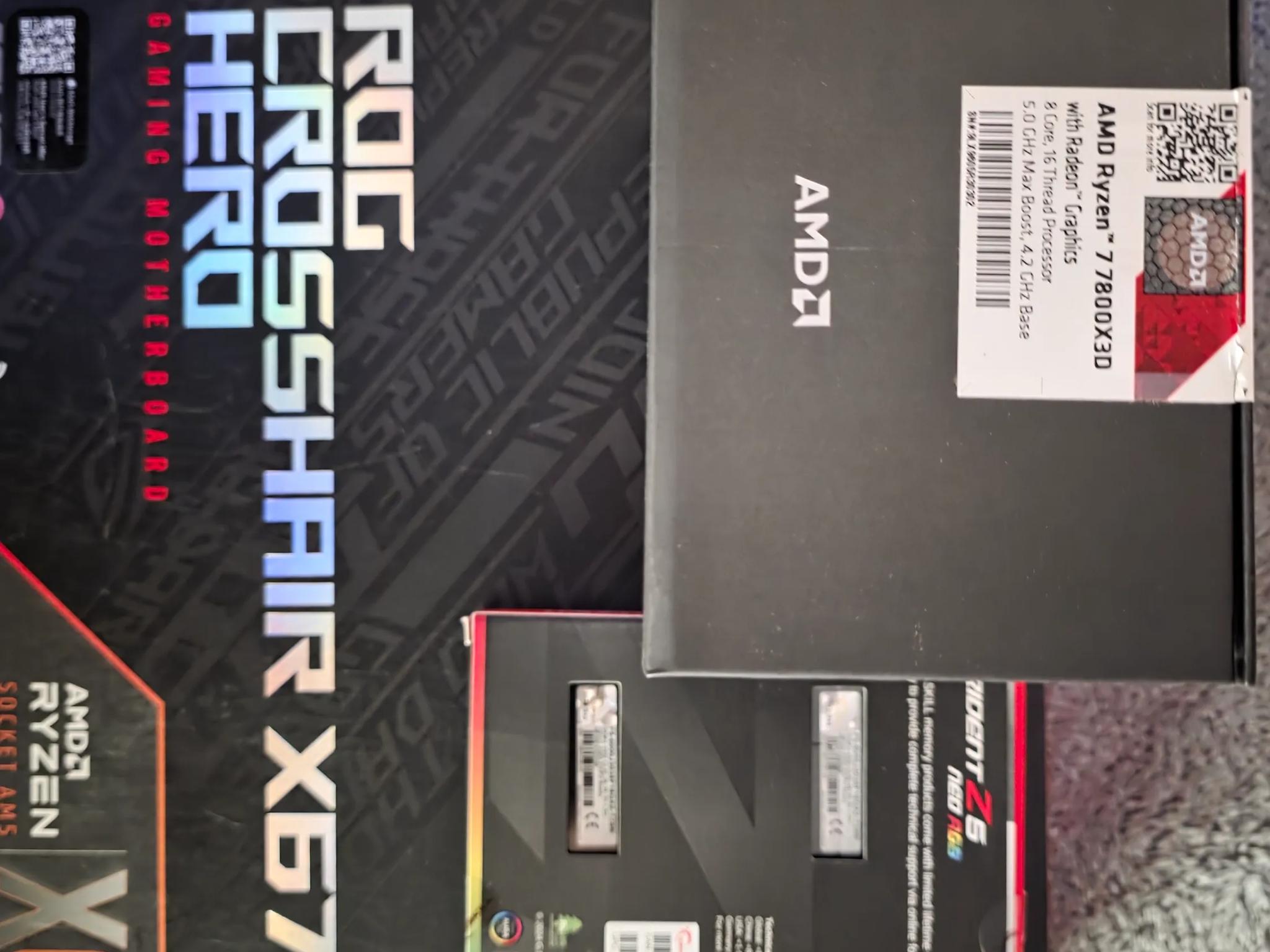 AMD ROG Bundle  X670e crosshair hero , G. Skill Trident Z 32gbs6000MTCL30-40-40-96
