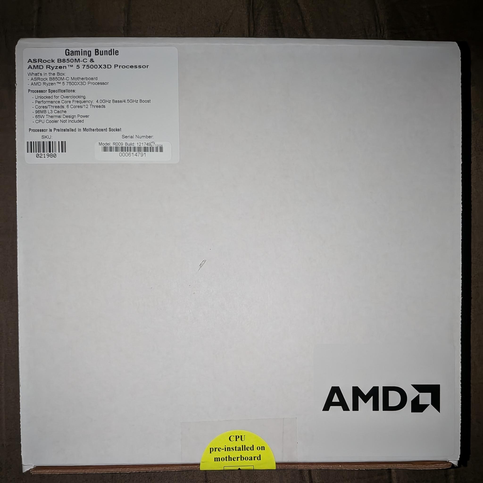 AMD Ryzen 5 7500X3D + AsRock B850M-C Bundle