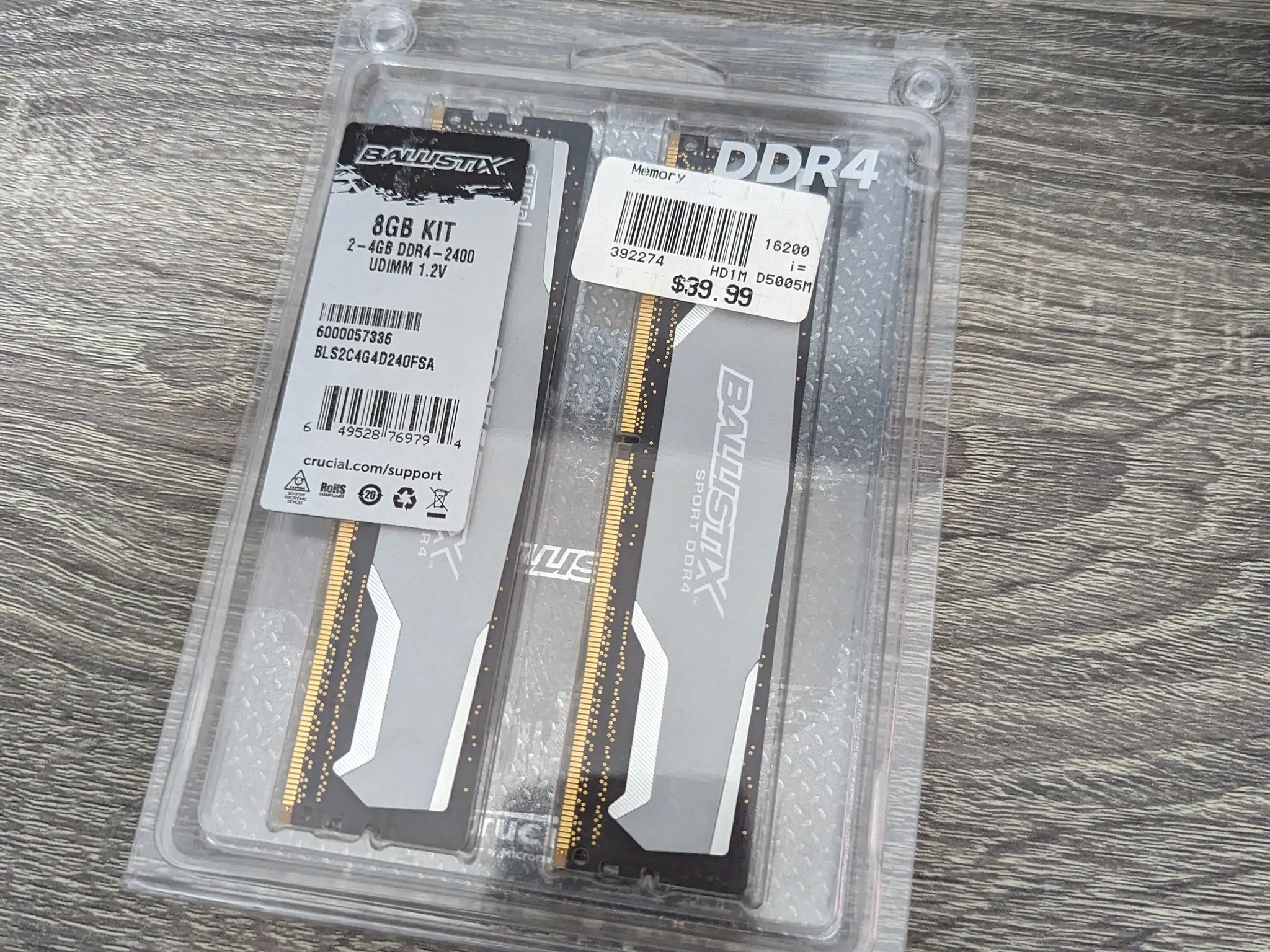 2 Kits Crucial Ballistix Sport RAM 8GB Kit (2x4) DDR4 2400Mhz