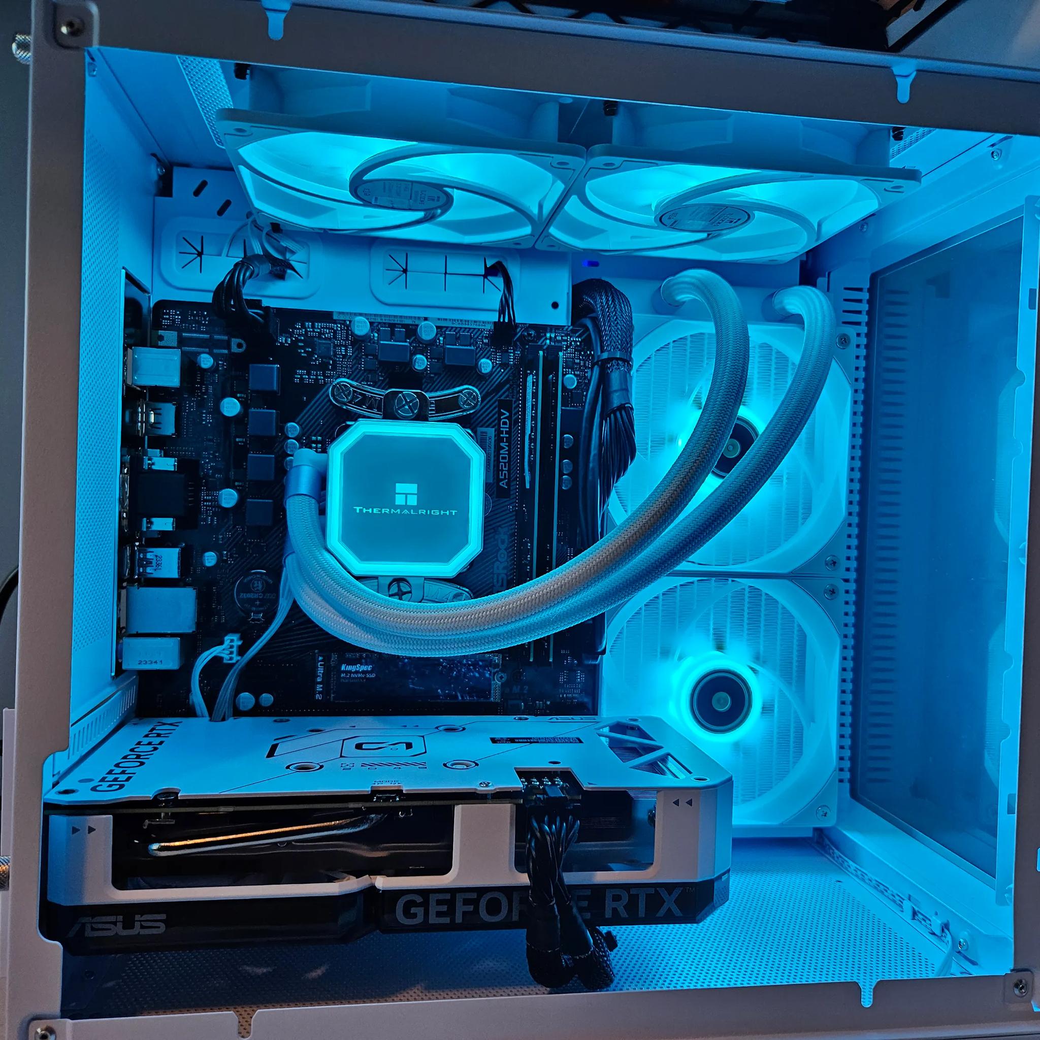 Liquid cooled Artic Rig Ryzen 5 5500 / 32GB DDR4 / 1TB / RTX 4060 8GB