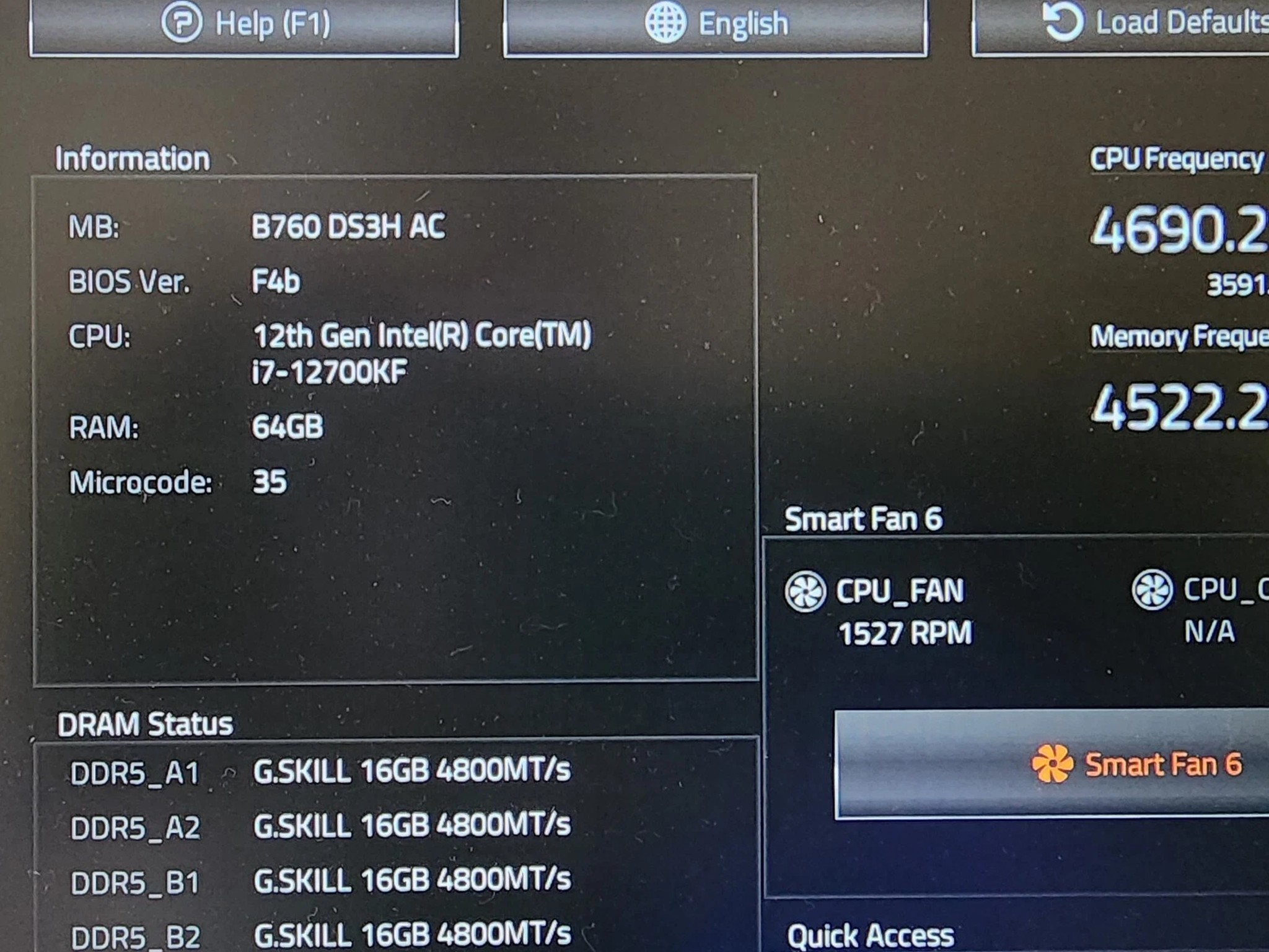 UPDATED BIOS GIGABYTE B760 DS3H AC WIFI DDR5 ATX MOTHERBOARD