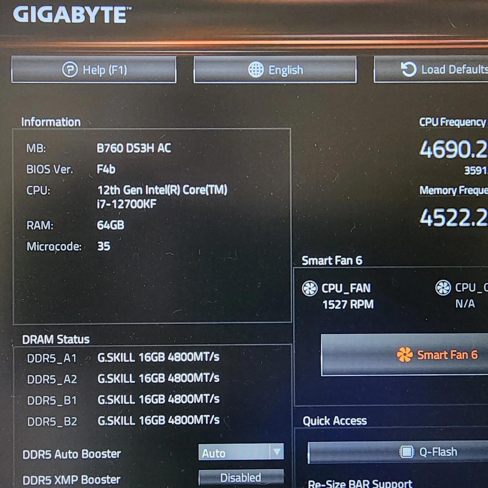 UPDATED BIOS GIGABYTE B760 DS3H AC WIFI DDR5 ATX MOTHERBOARD
