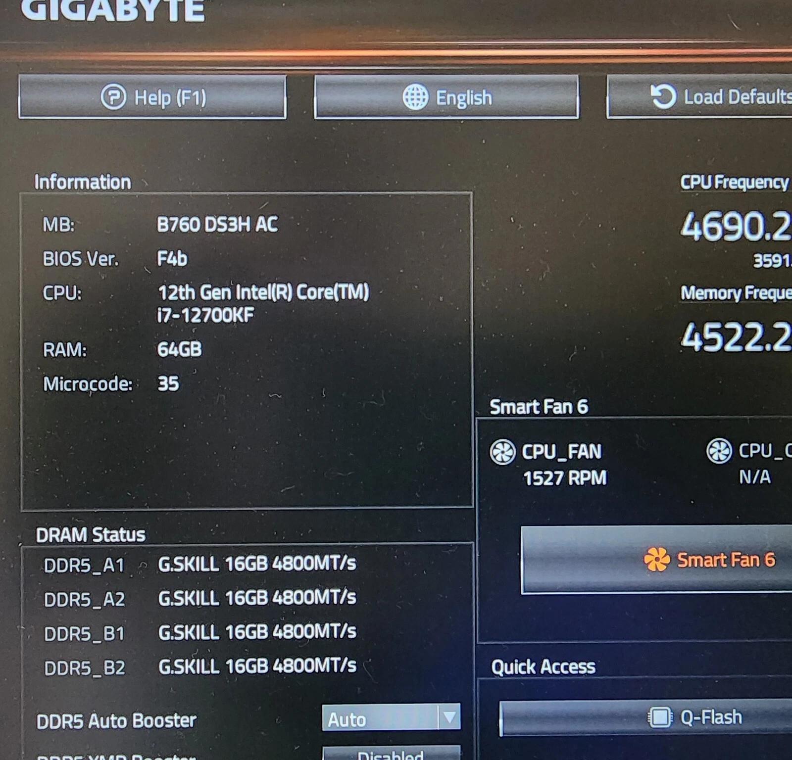 UPDATED BIOS GIGABYTE B760 DS3H AC WIFI DDR5 ATX MOTHERBOARD