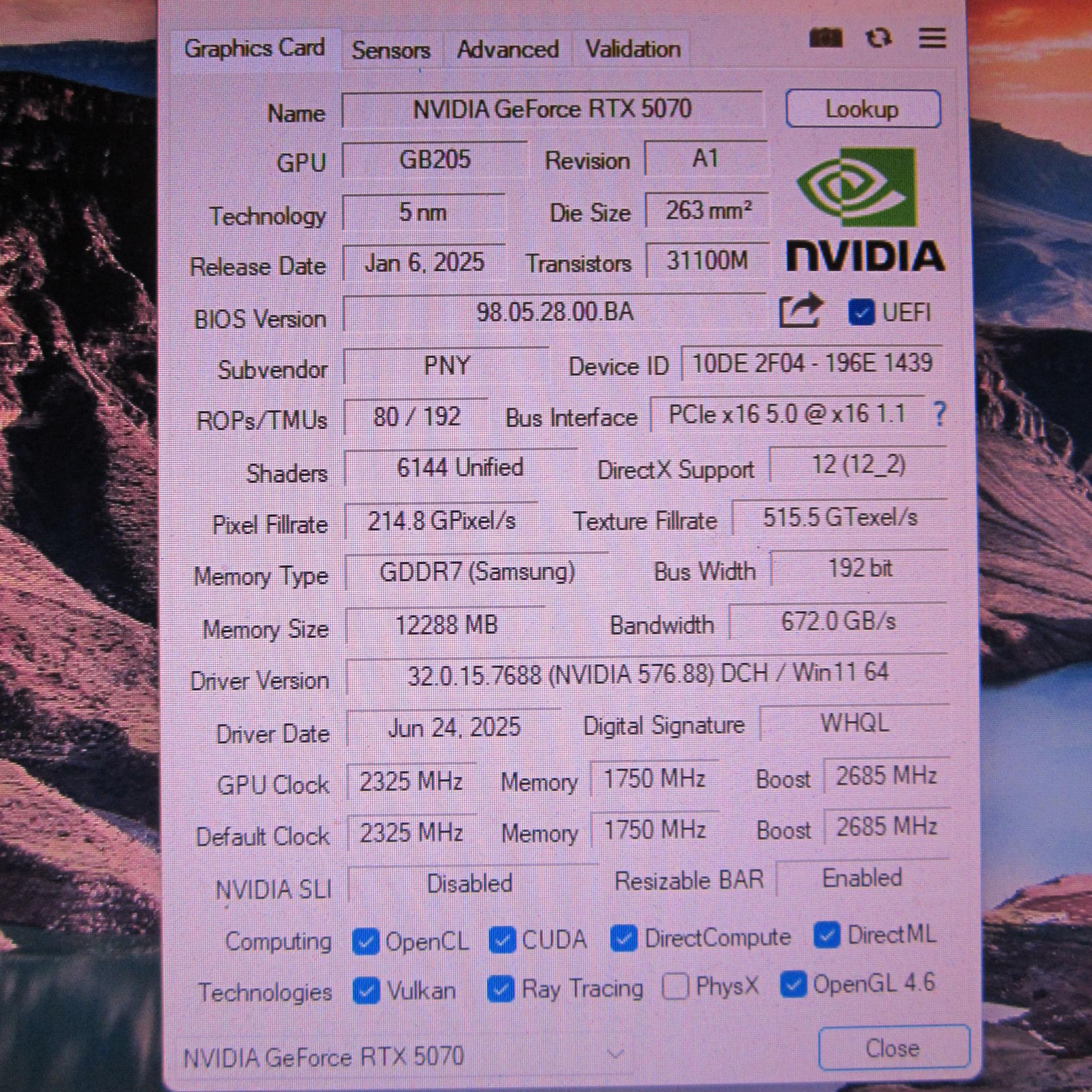 New Open Box! PNY RTX 5070 12Gb ARGB EPIC-X Overclocked