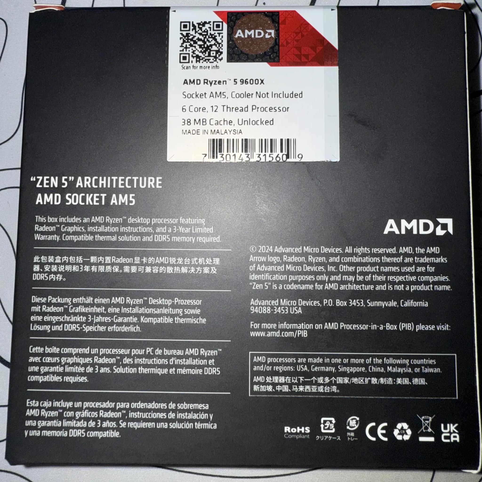 NEW!!! RYZEN 5 9600X