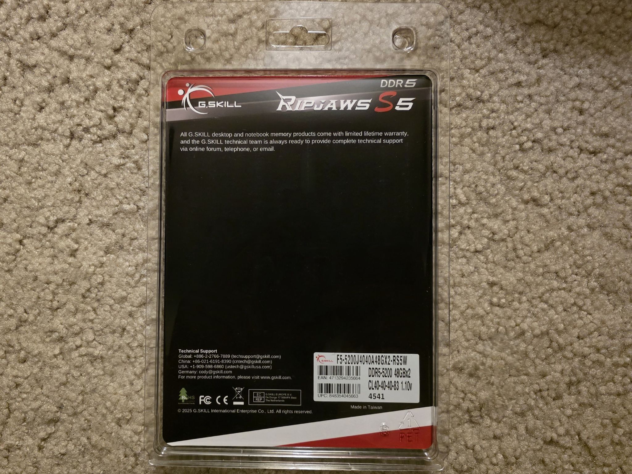 G.SKILL Ripjaws S5 96GB (2 x 48GB) DDR5 5200MHz CL40-40-40-83 White Brand New