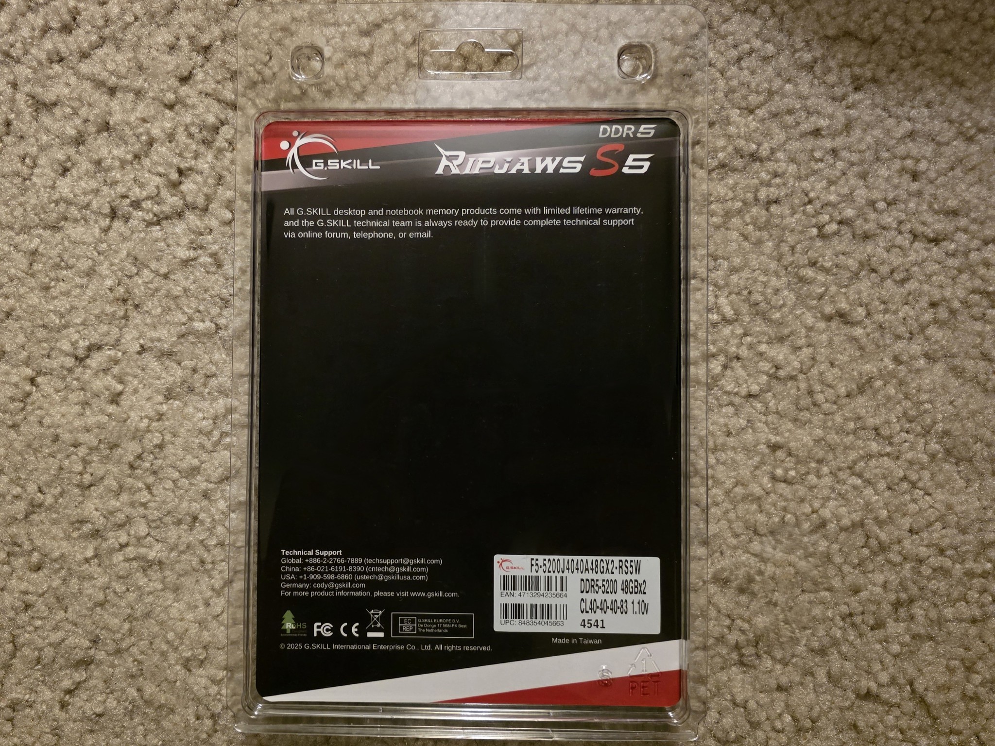 G.SKILL Ripjaws S5 96GB (2 x 48GB) DDR5 5200MHz CL40-40-40-83 White Brand New