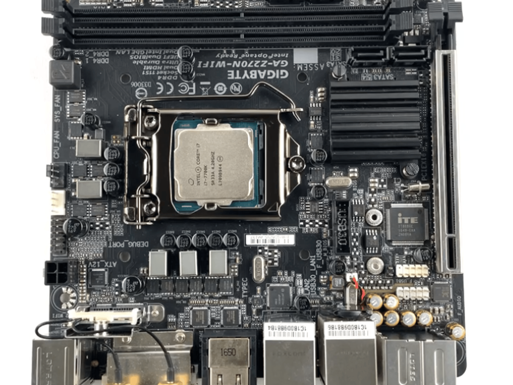 Gigabyte GA-Z270N-WIFI Mini-ITX Motherboard Bundle Intel I7 7700k CPU, DDR4 ram (2x8 GB), I/O SHIELD