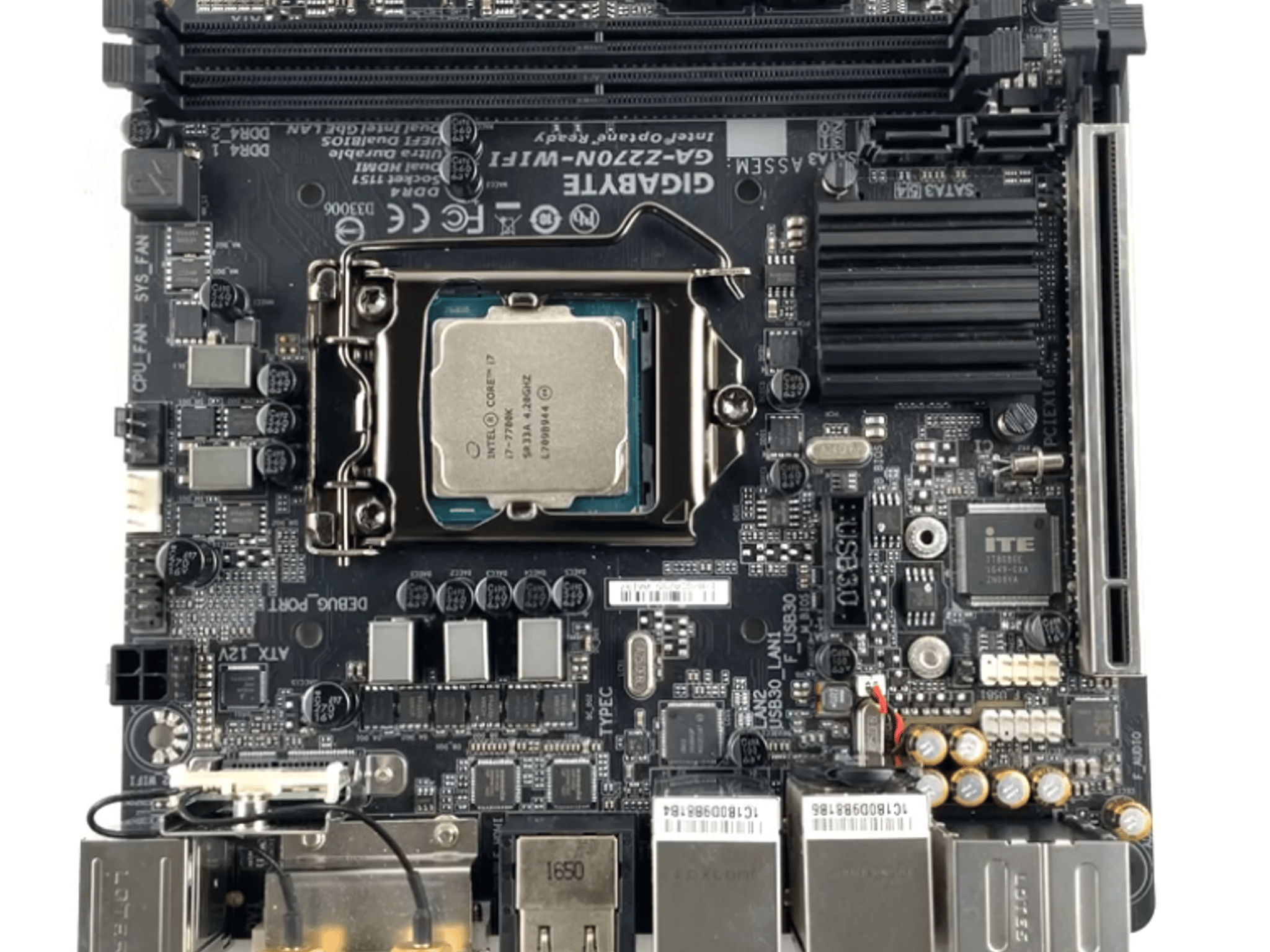 Gigabyte GA-Z270N-WIFI Mini-ITX Motherboard Bundle Intel I7 7700k CPU, DDR4 ram (2x8 GB), I/O SHIELD