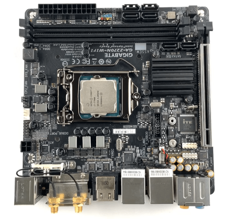 Gigabyte GA-Z270N-WIFI Mini-ITX Motherboard Bundle Intel I7 7700k CPU, DDR4 ram (2x8 GB), I/O SHIELD