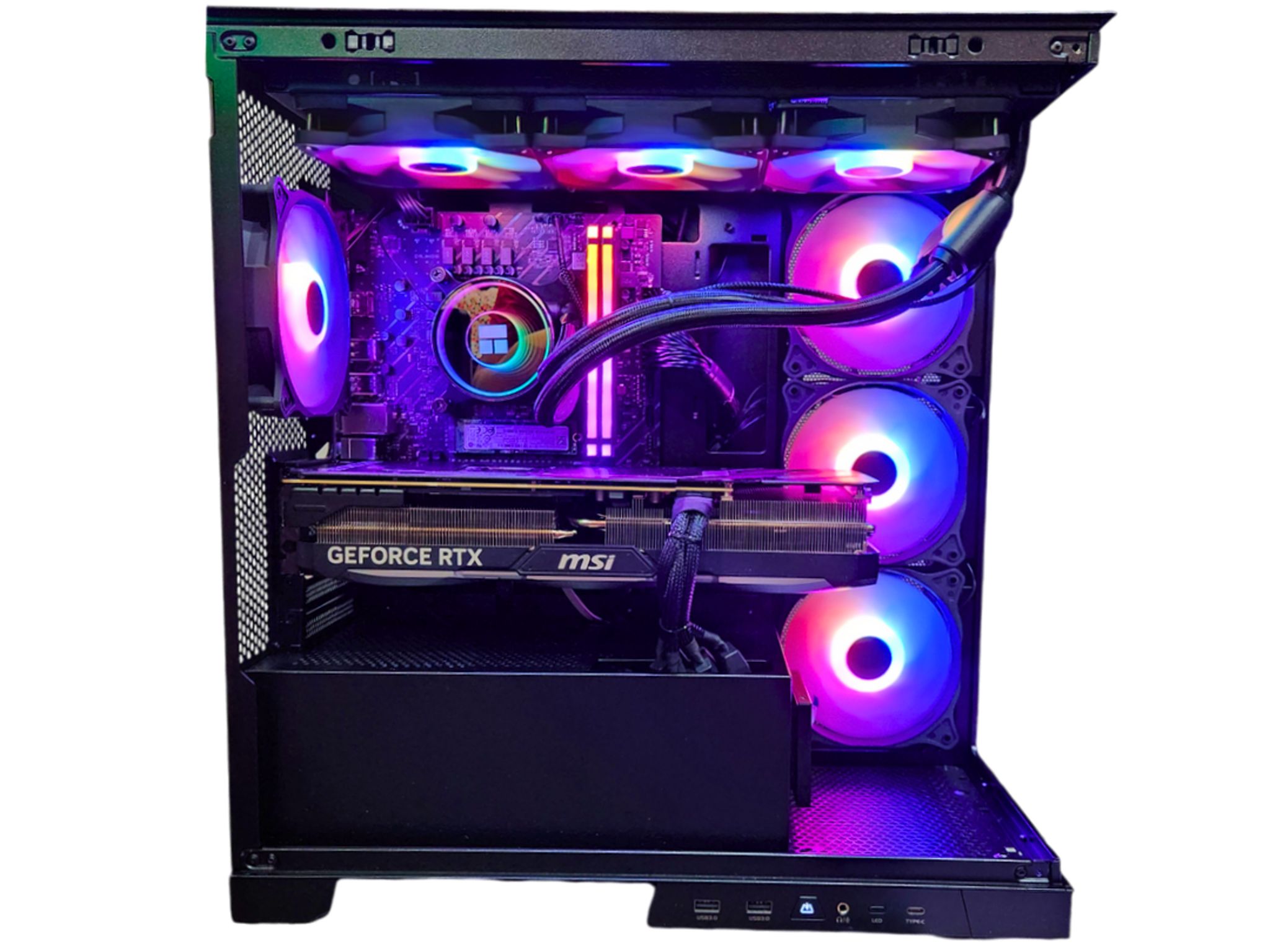 🌀Ultraviolet☢️: RTX 4080 | Intel i7 12700KF | 32GB RAM | 2TB SSD | 7 Fans | Mini Screen | Gaming PC