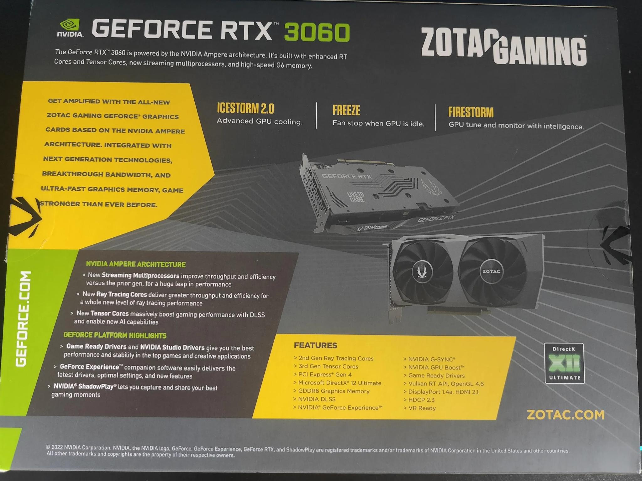 Zotac RTX 3060 12 gig Like new