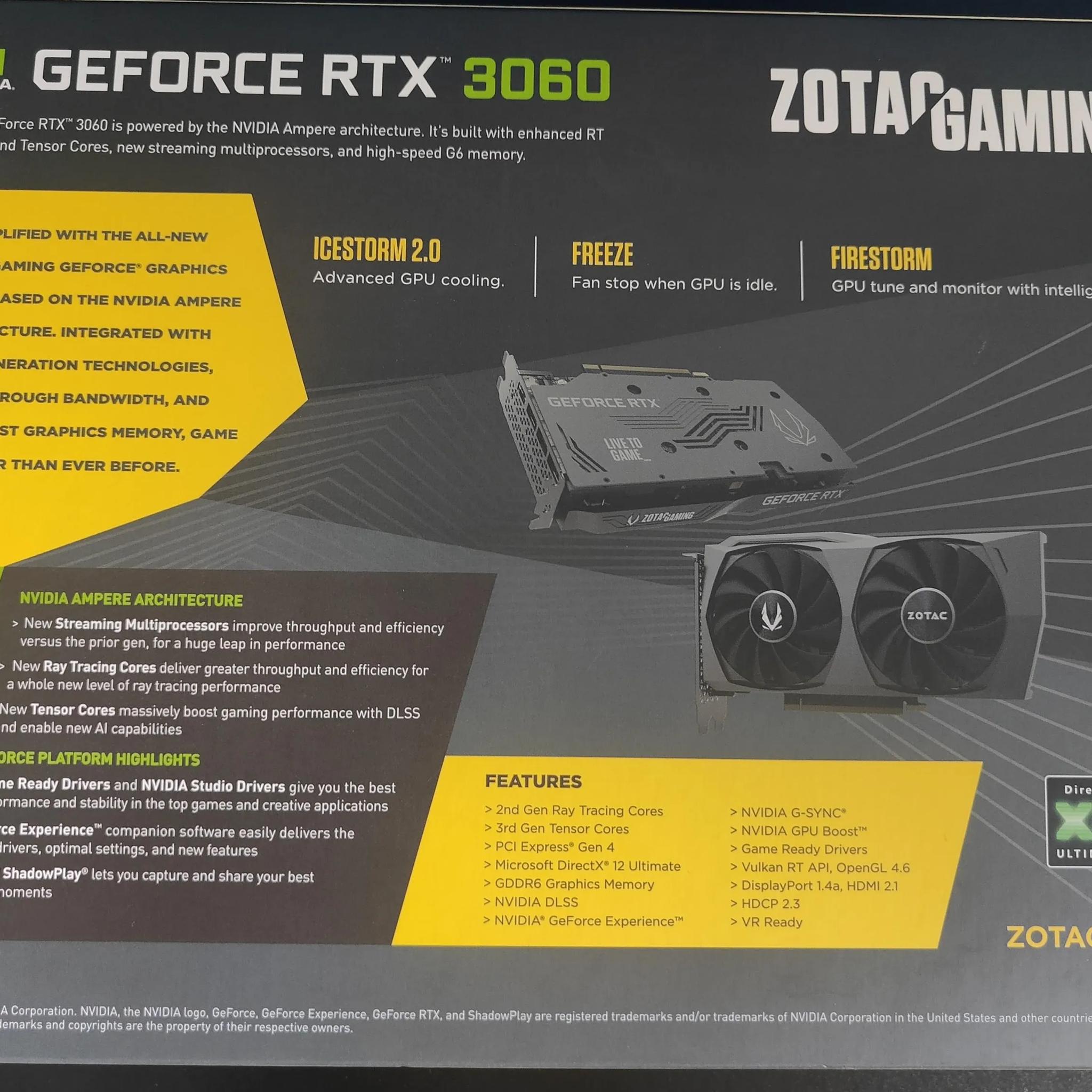 Zotac RTX 3060 12 gig Like new