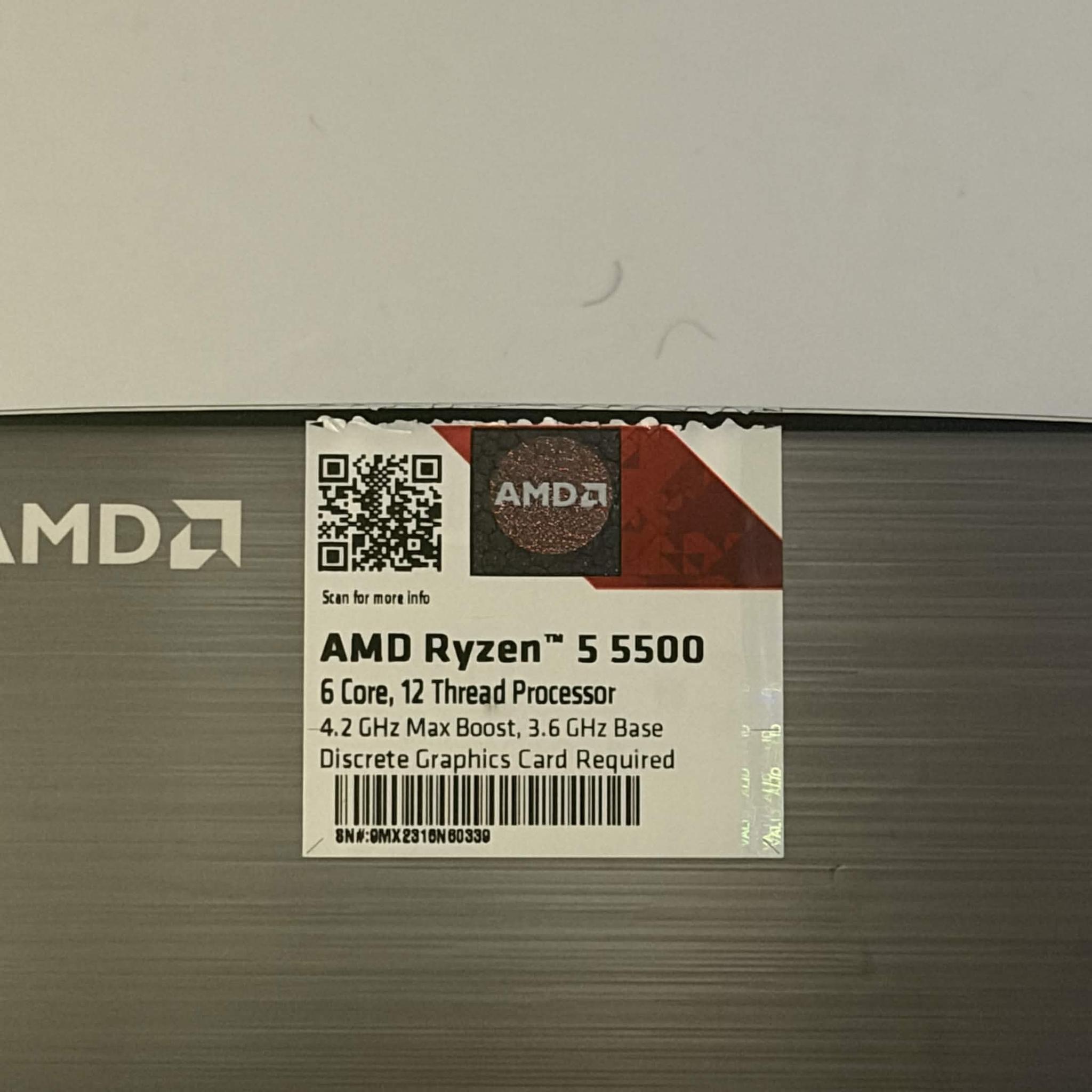 AMD Ryzen 5 5500 6-Core, 12-Thread Unlocked Desktop Processor with Wraith Stealth Cooler