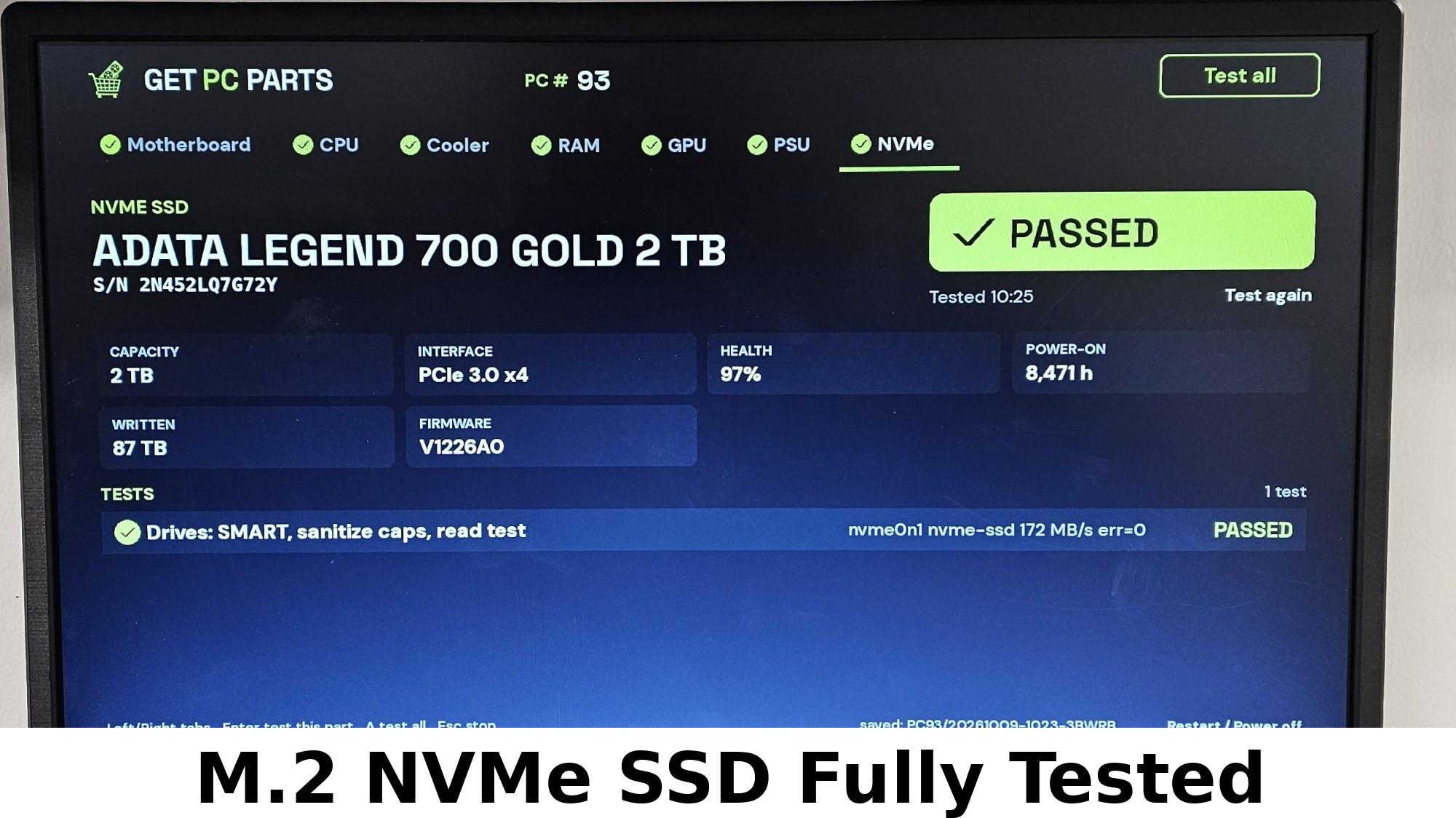 2TB NVMe M.2 SSD ADATA Legend 700 Gold Gen3