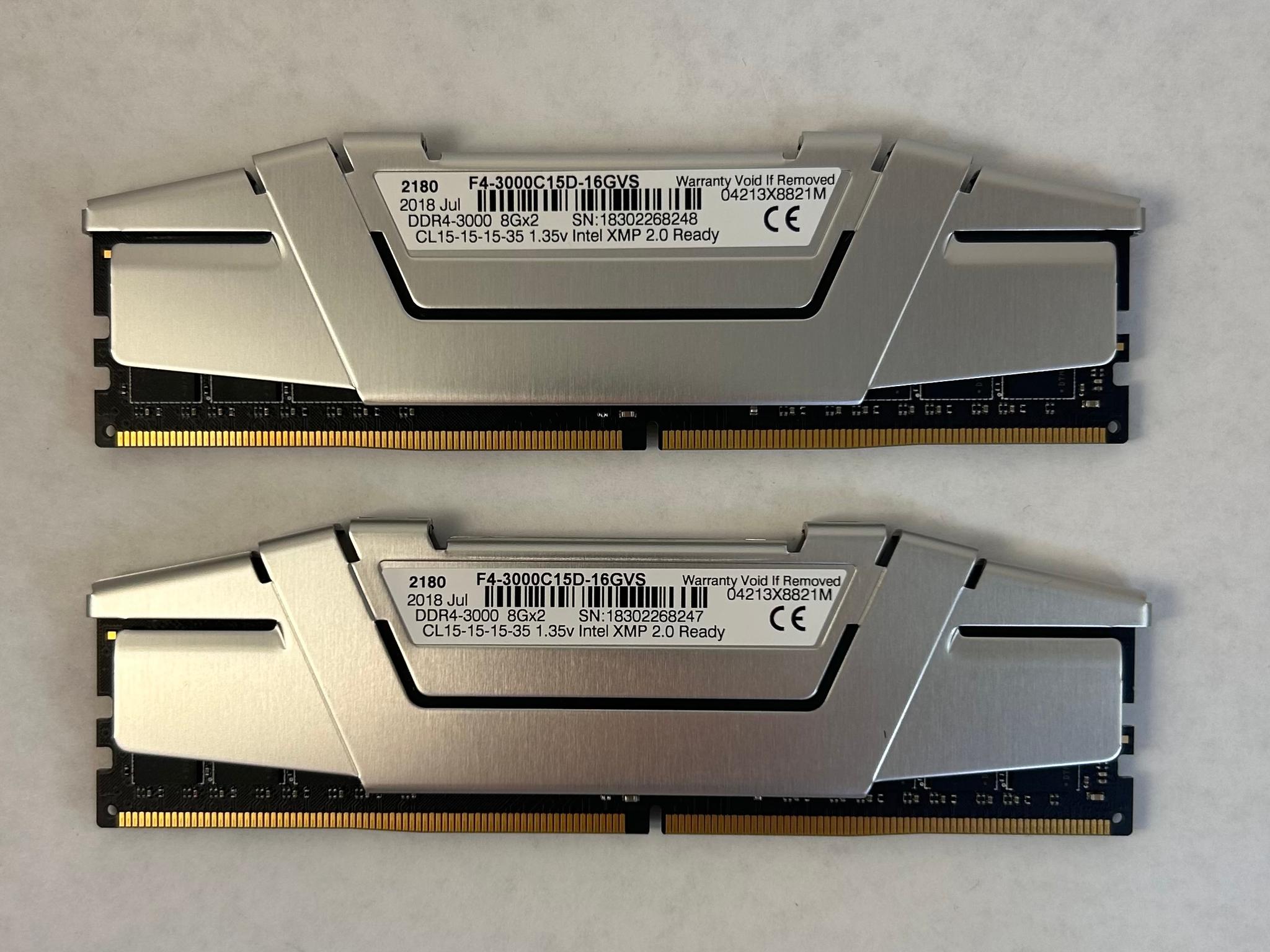G.Skill PC RAM Kit Ripjaws V F4-3000C15D-16GVS 16 GB 2 x 8 GB DDR4 RAM 3000 MHz