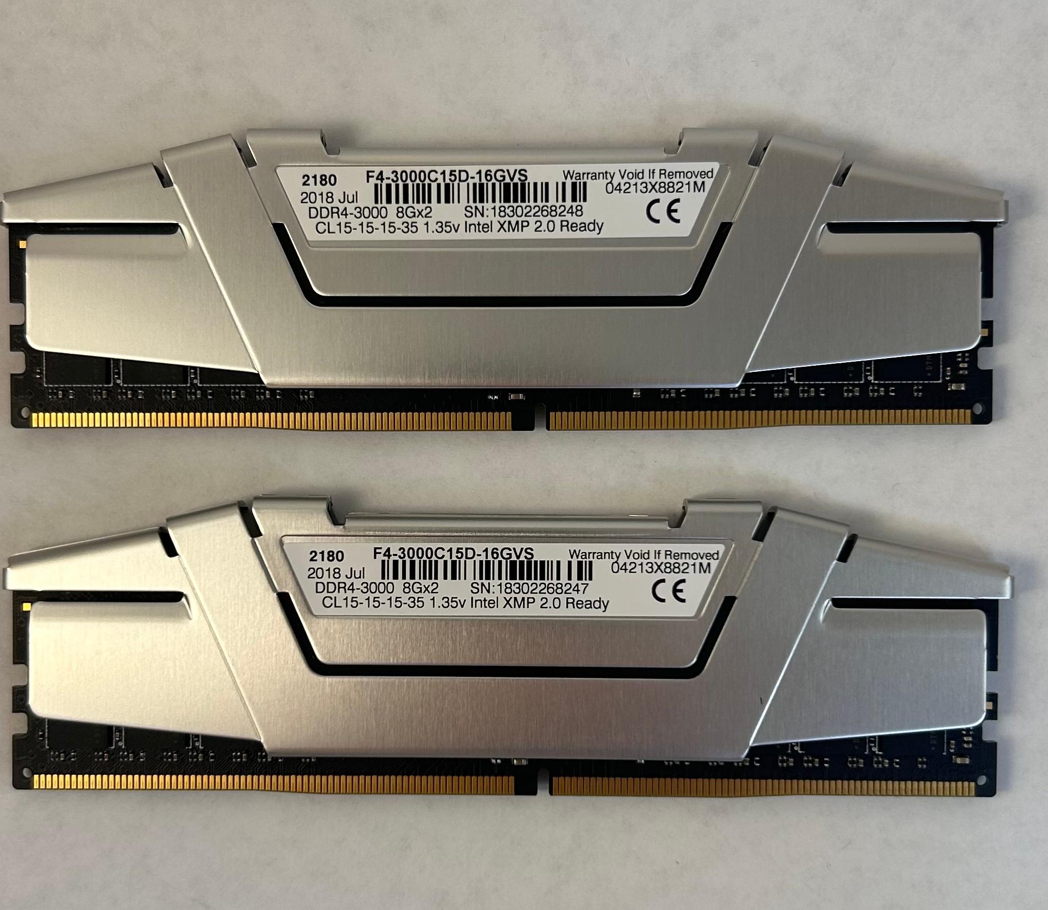 G.Skill PC RAM Kit Ripjaws V F4-3000C15D-16GVS 16 GB 2 x 8 GB DDR4 RAM 3000 MHz