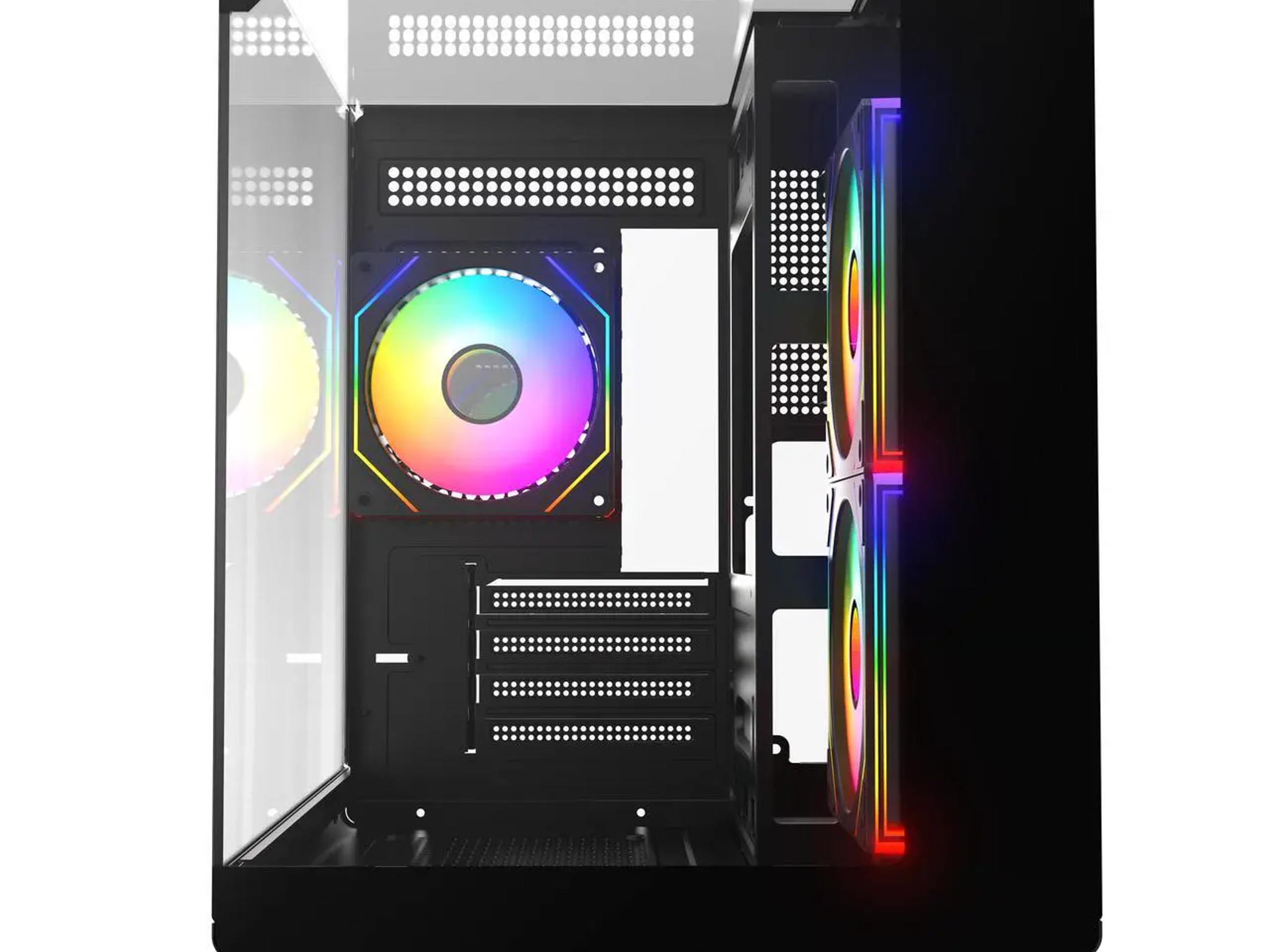 3 glass panel infinity fan case x3 120mm fans