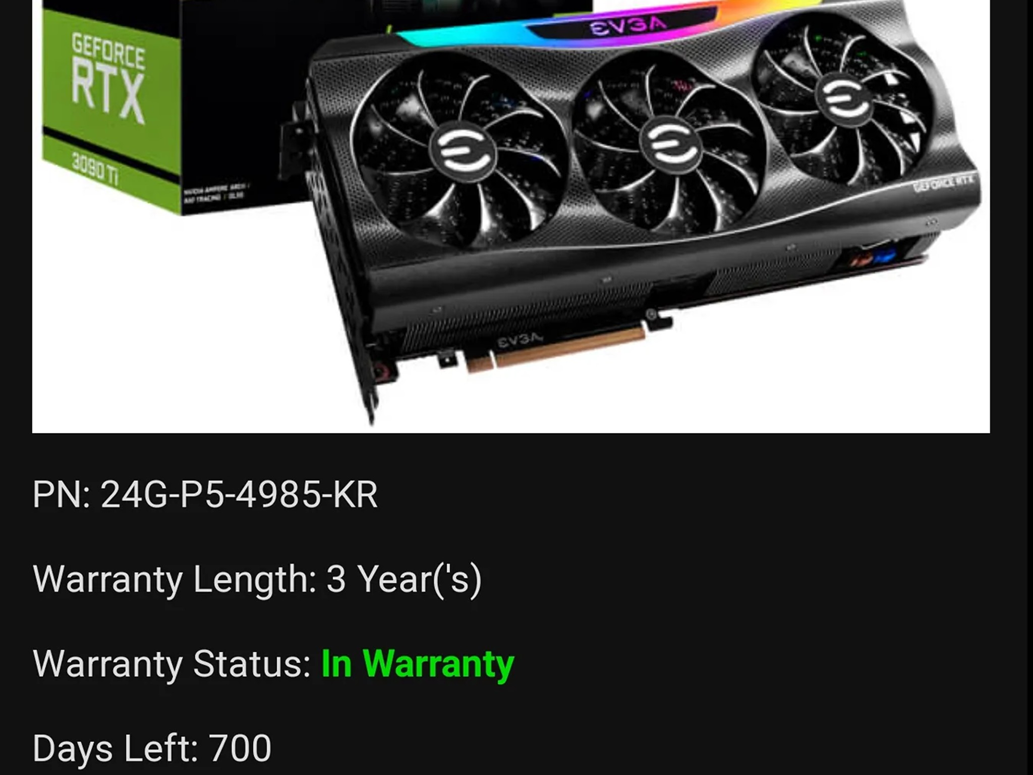 EVGA 3090ti GPU
