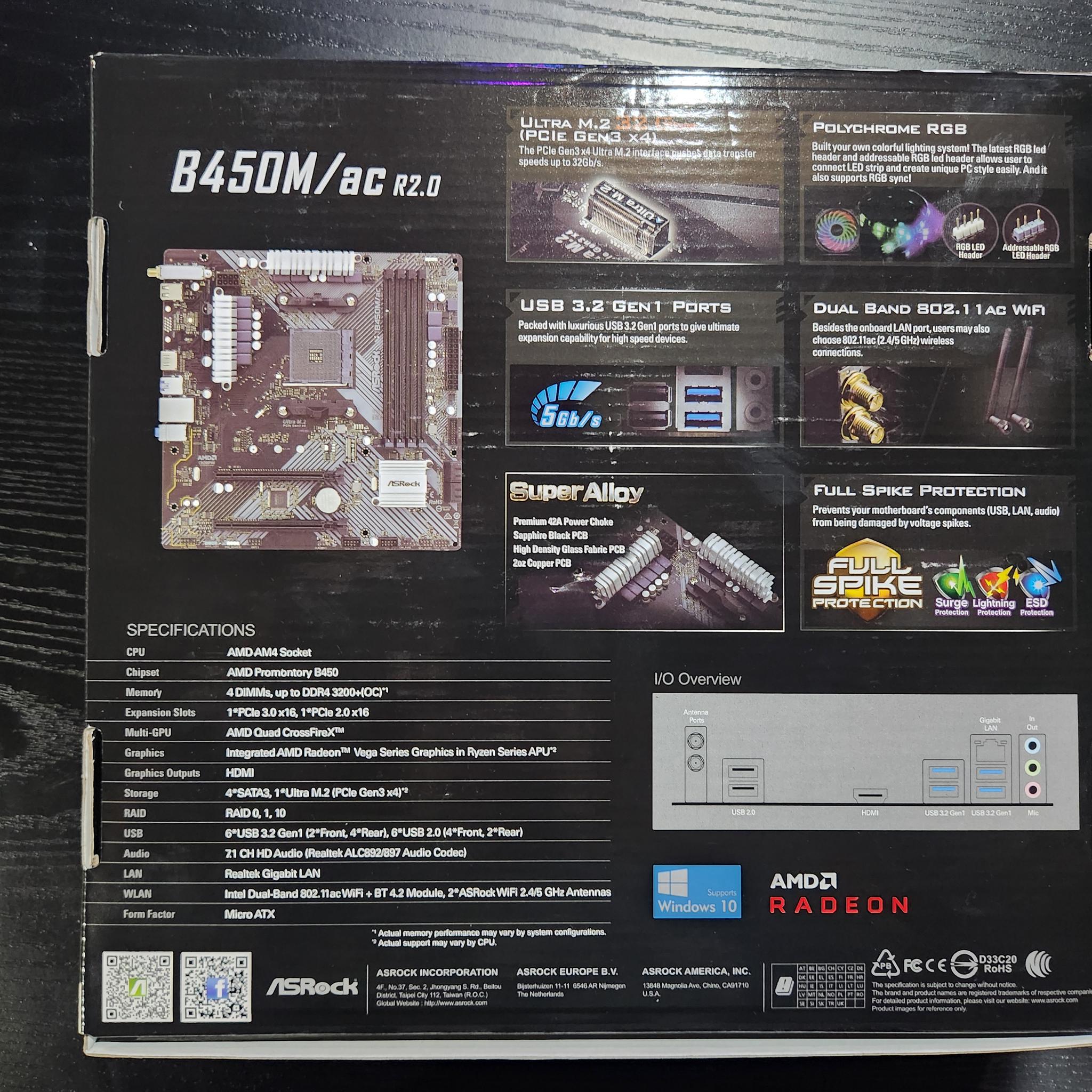 Asrock B450m ac/ r2.0  and 16gb ddr4 ram Bundle