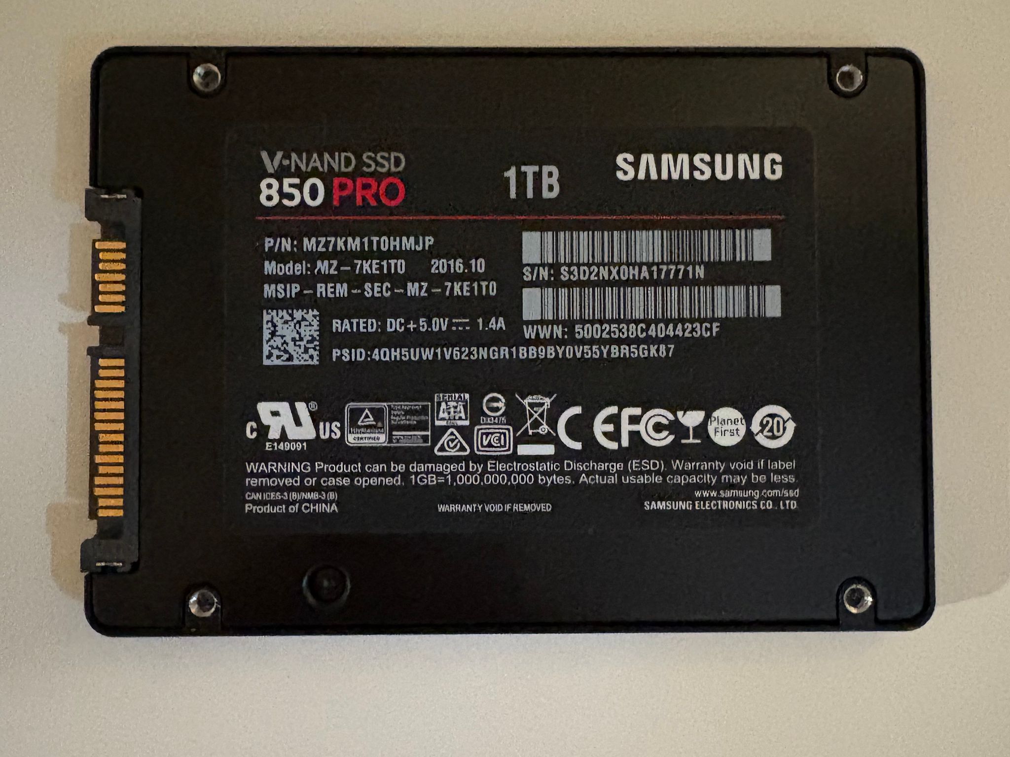 Samsung 850 Pro 1TB SSD - Sata 6GB/S