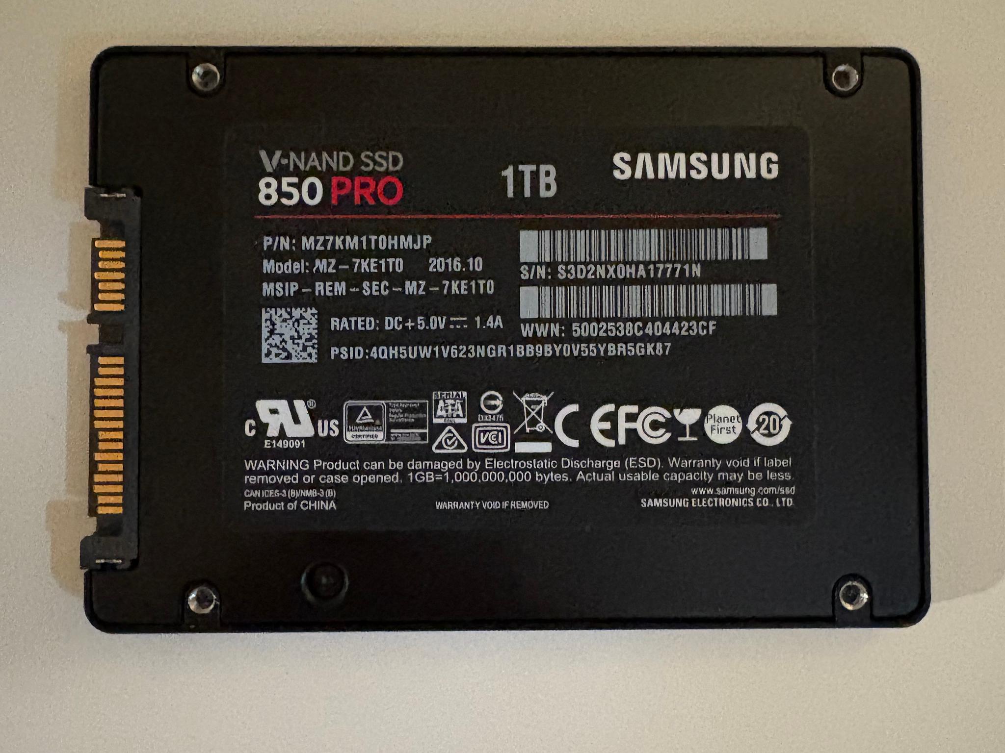 Samsung 850 Pro 1TB SSD - Sata 6GB/S