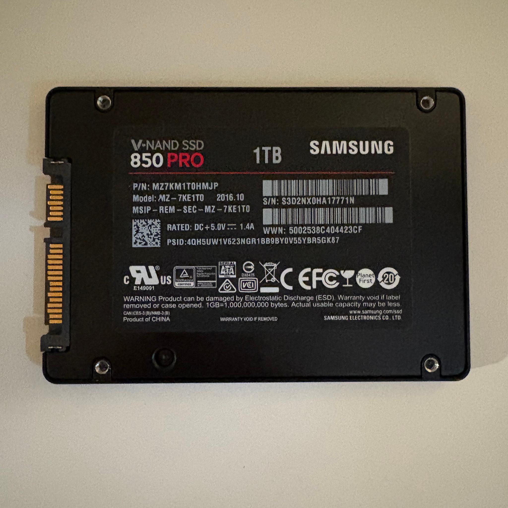 Samsung 850 Pro 1TB SSD - Sata 6GB/S