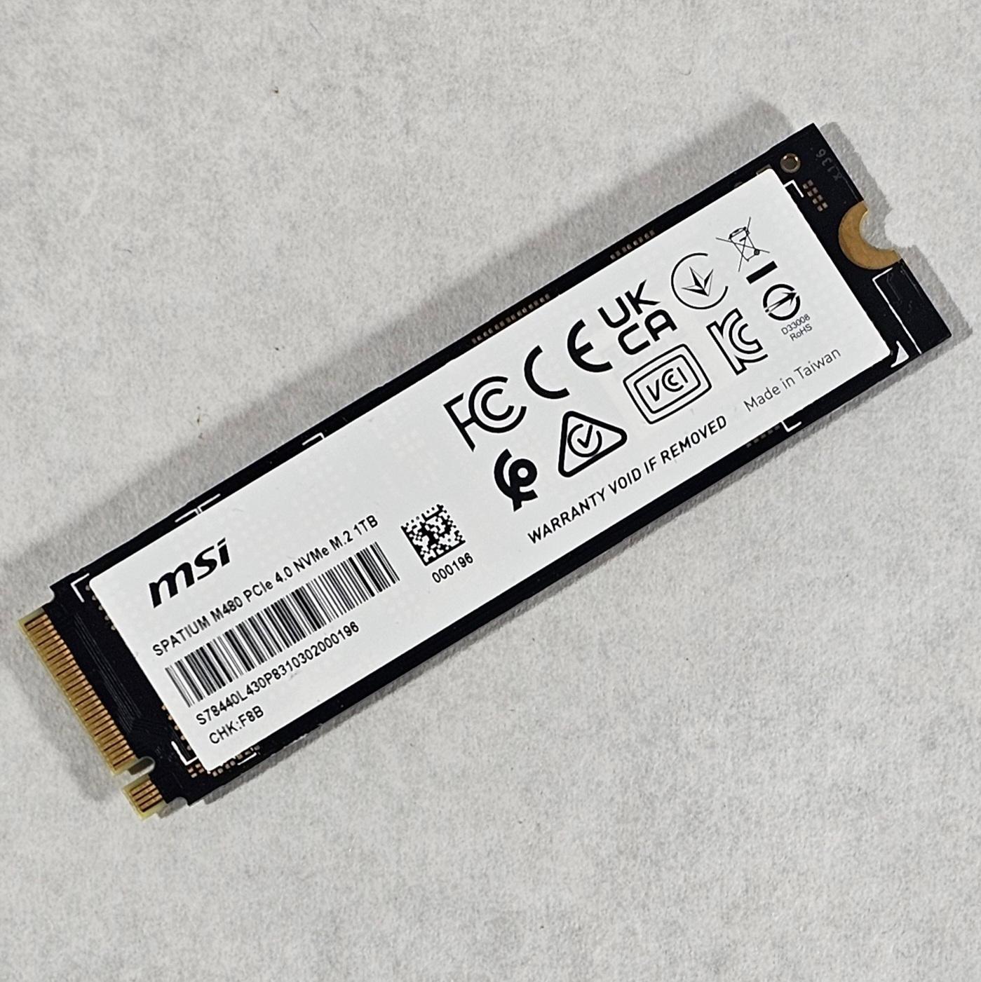 1TB NVMe M.2 SSD MSI Spatium M480 PCIe 4.0 Gen4