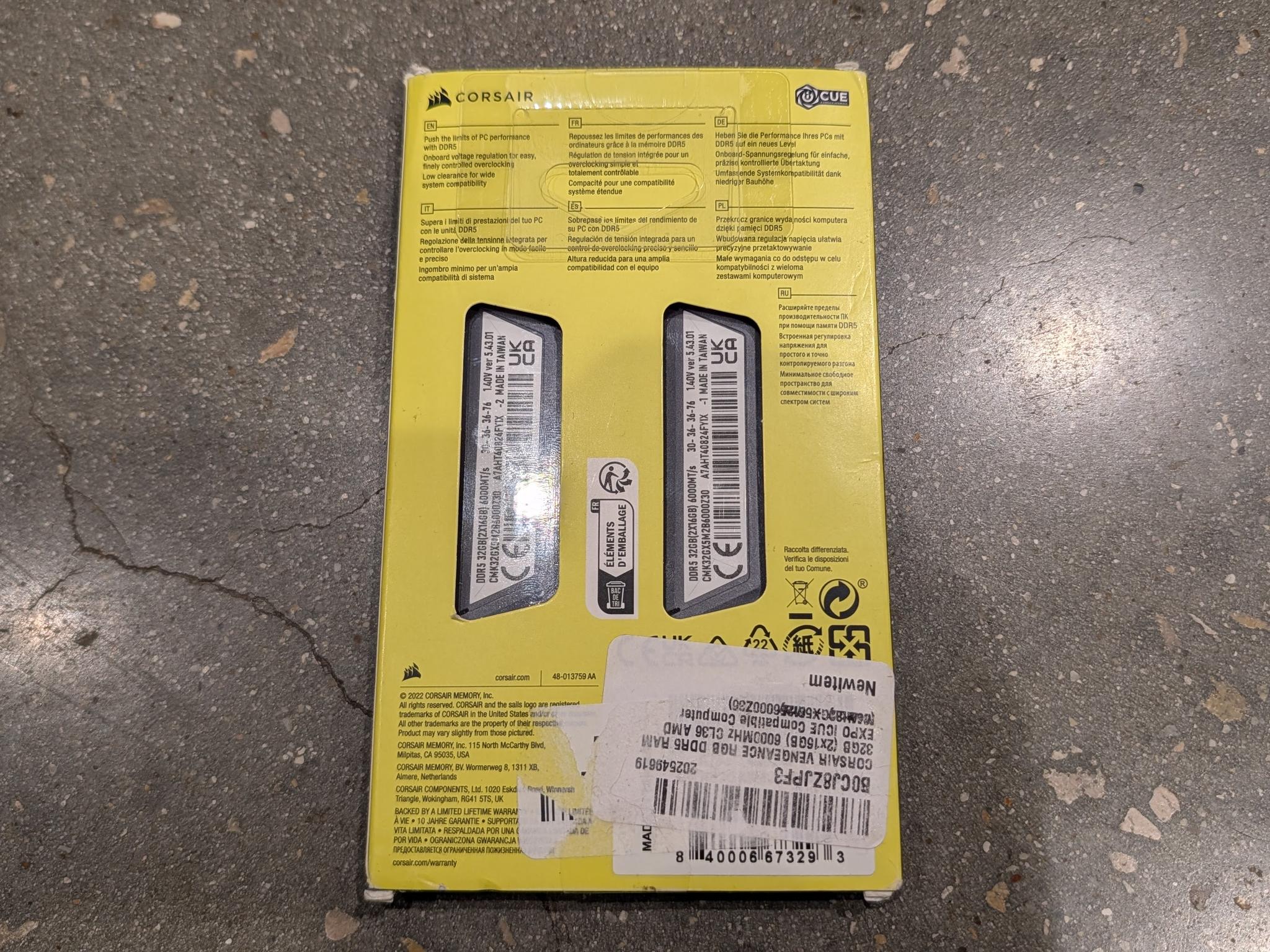 Corsair Vengeance DDR5 32GB (2x16GB) 6000MHz CL30/CMK32GX5M2B6000Z30
