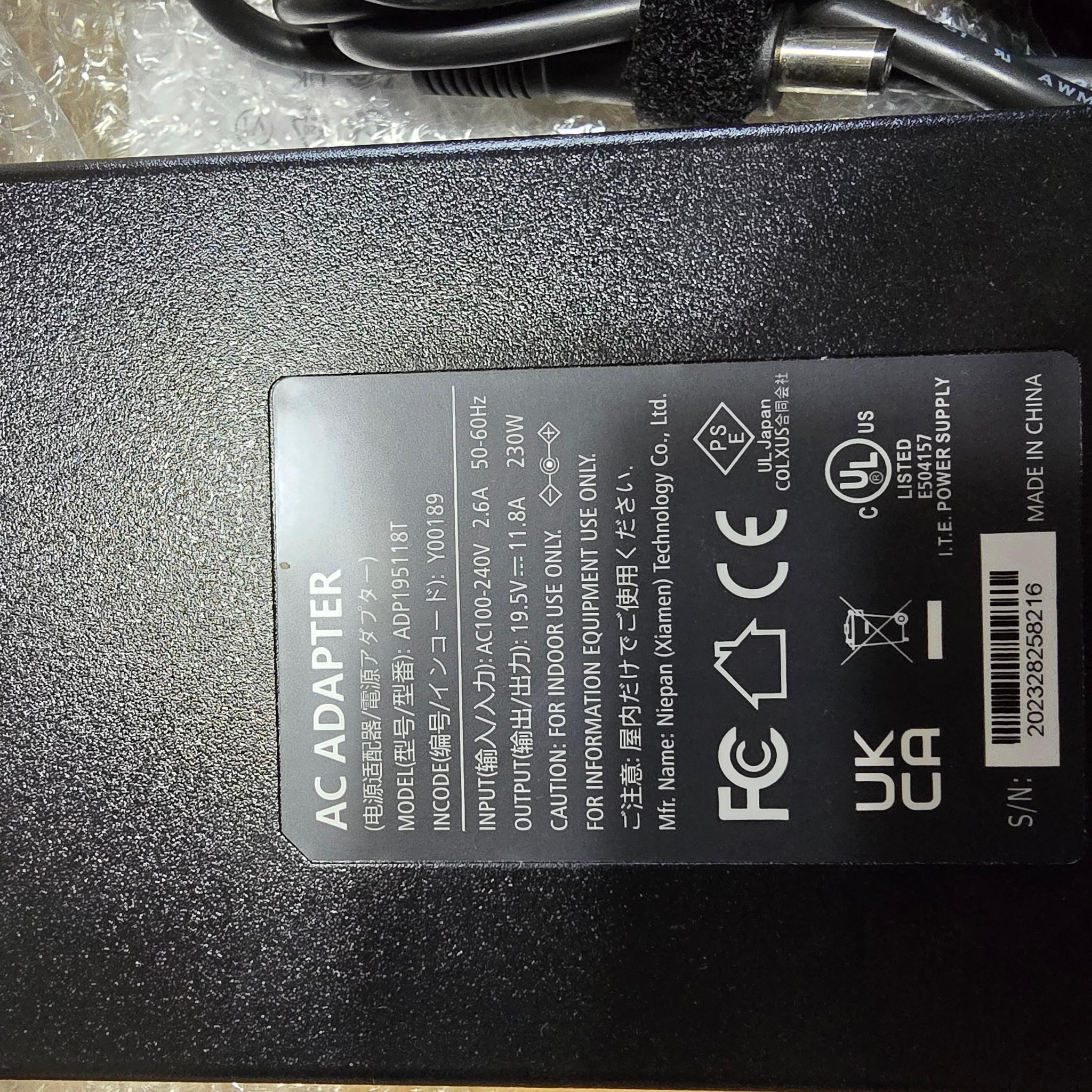 230W Charger Asus Rog G752VS G752VY G750JZ G750JH MX38VC GFX70JZ GFX71JT GFX71JY Gaming Power Supply