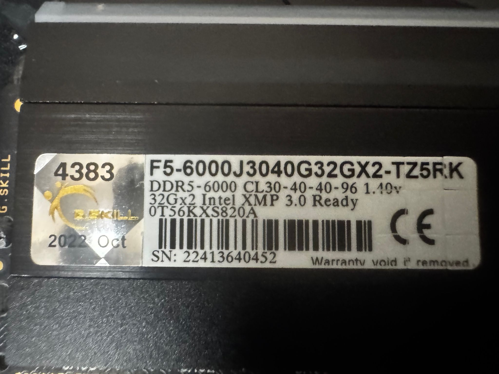 G.SKILL Trident Z5 RGB Series 64GB (2 x 32GB) 288-Pin PC RAM DDR5 6000 30-40-40-96