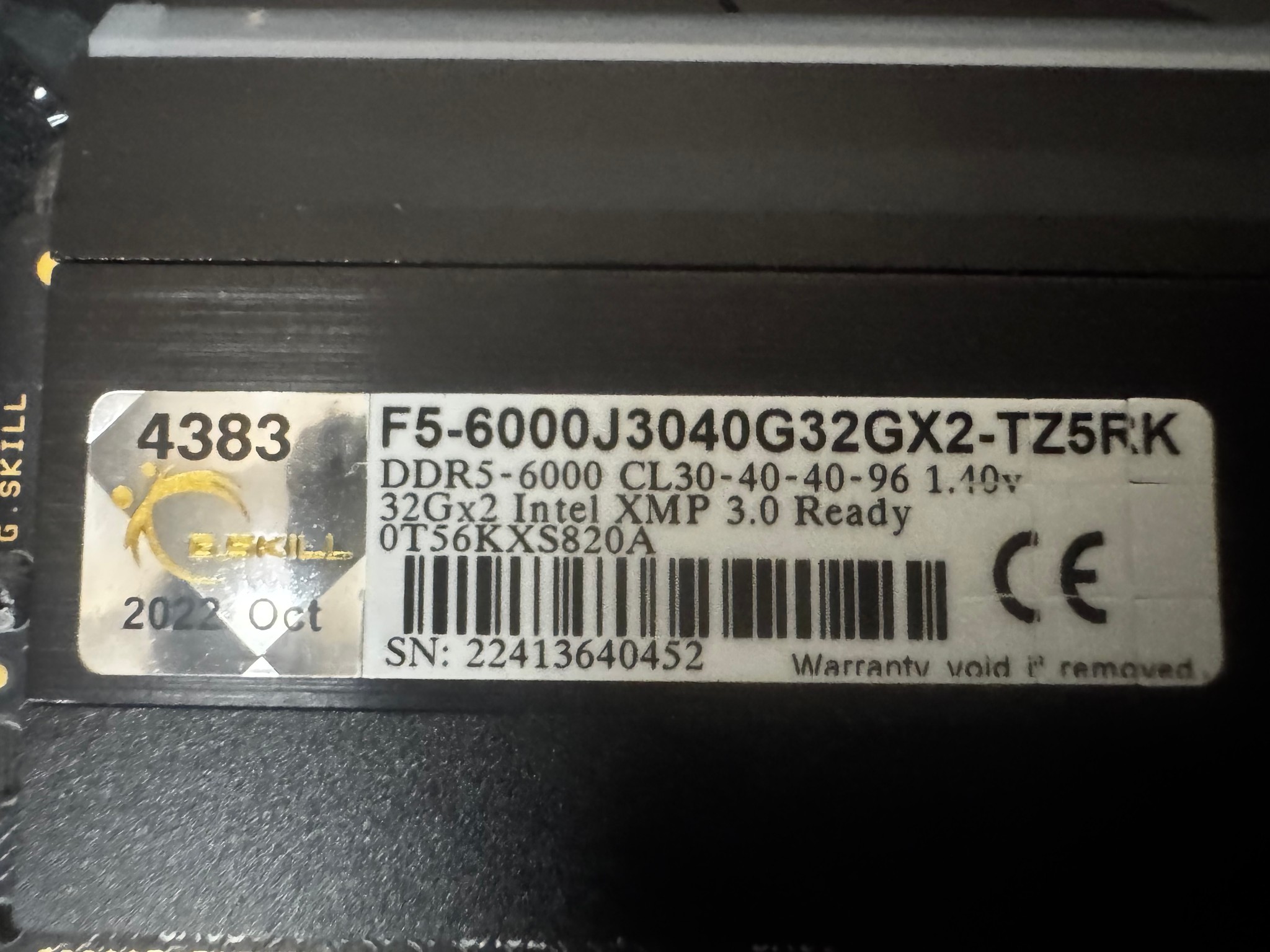 G.SKILL Trident Z5 RGB Series 64GB (2 x 32GB) 288-Pin PC RAM DDR5 6000 30-40-40-96