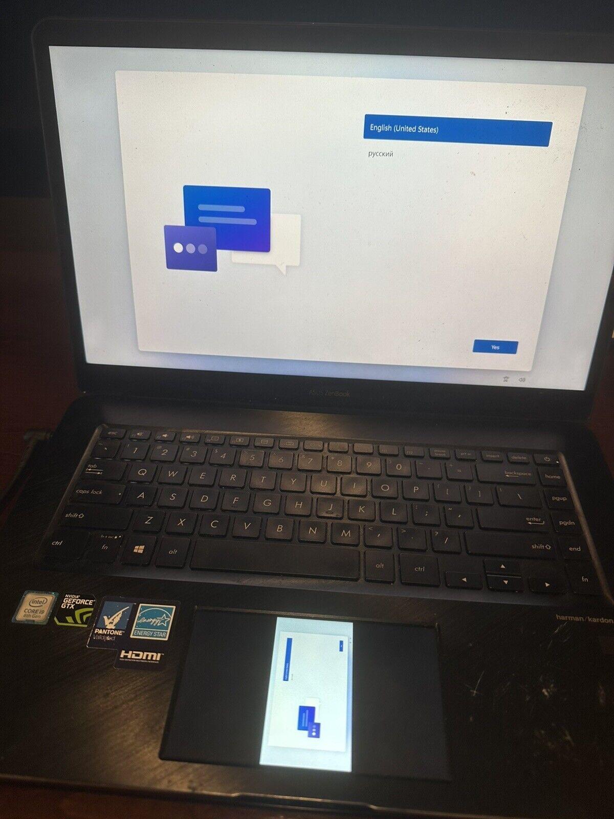 ASUS ZenBook Pro 15 UX580GE; Intel Core i9 8th Gen; NVIDIA GeForce GTX 1050 Ti