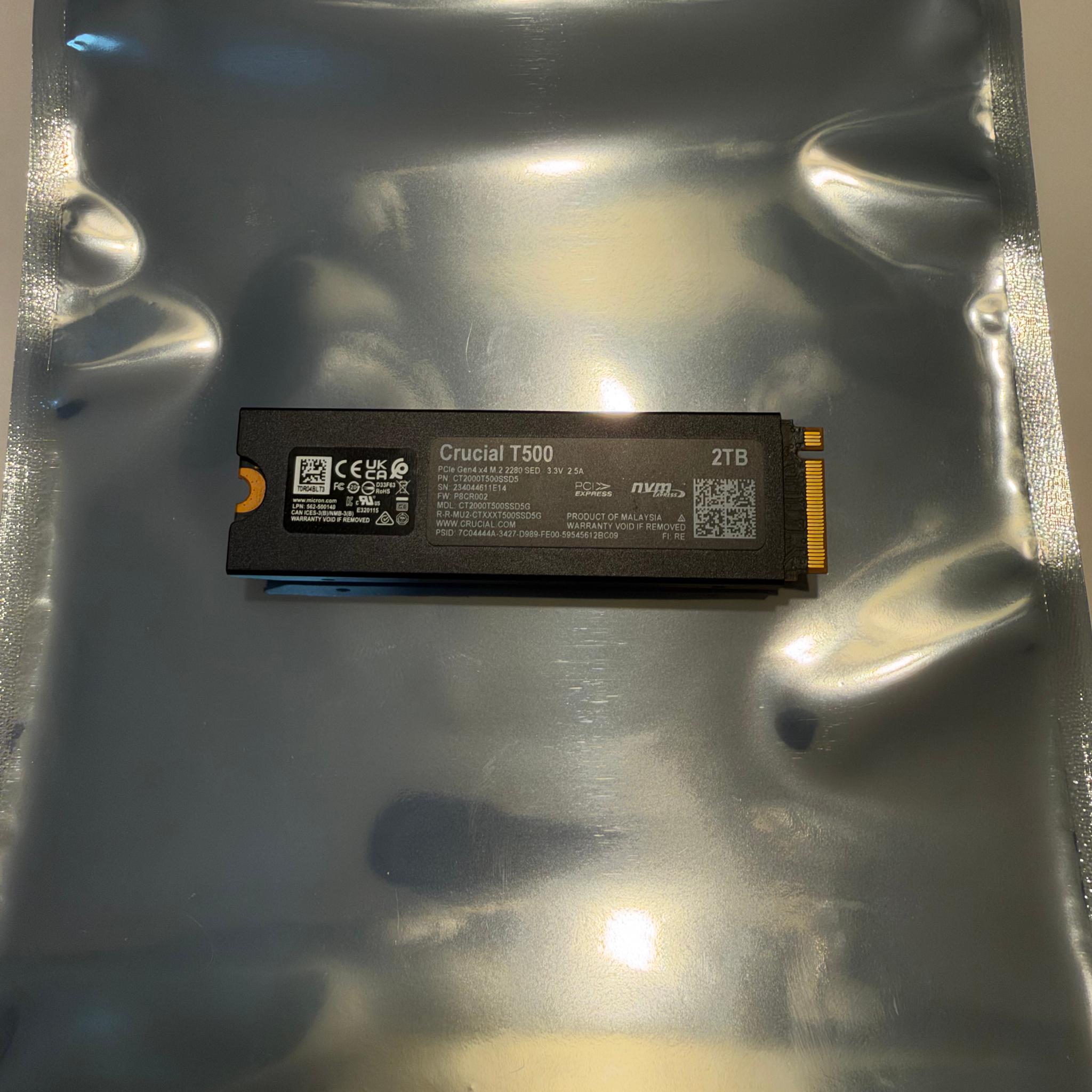 Crucial T500 2TB PCIe Gen4 NVMe W/Heatsink
