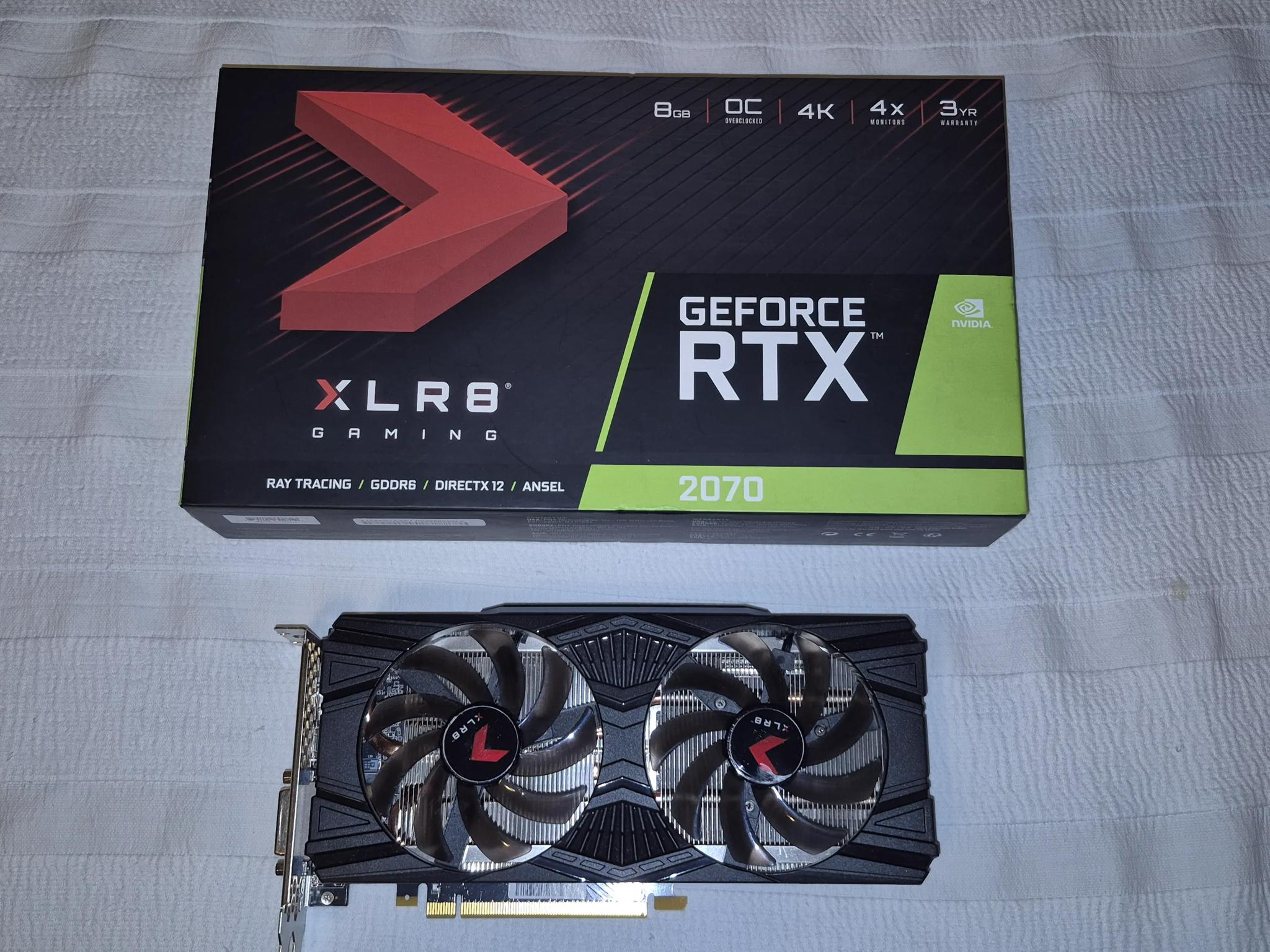 Nvidia RTX 2070 OC 8GB DDR6 GPU (Retail PNY GEFORCE RTX2070 XLR8 GAMING OC VCG20708DFP)