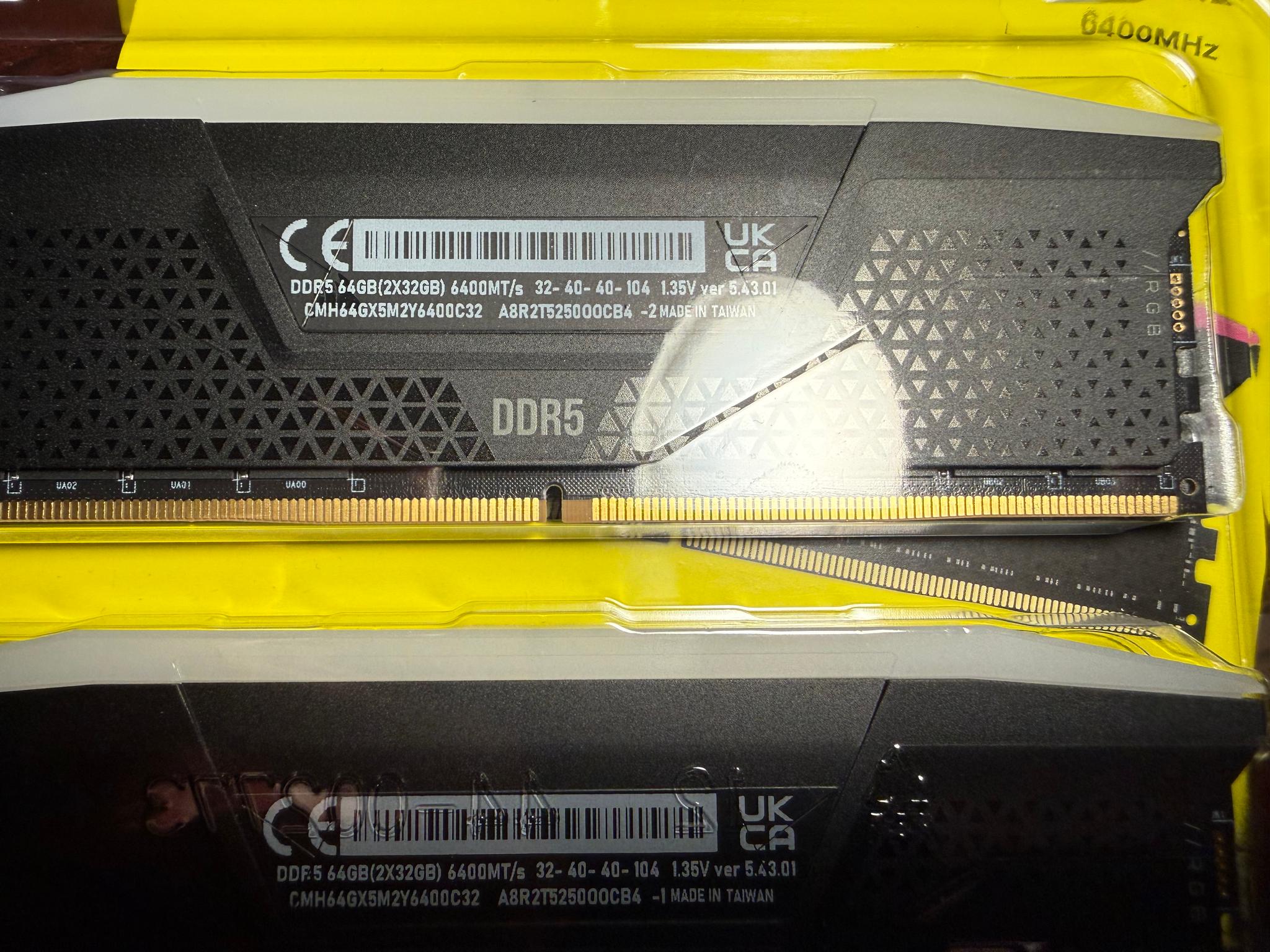 Corsair Vengeance RGB DDR5 64GB (2x32GB) 6400MHz RAM