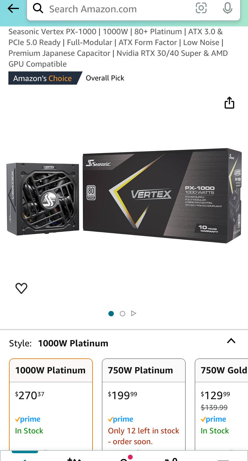 SeasSonic Prime 1000W Power Supply Platinum