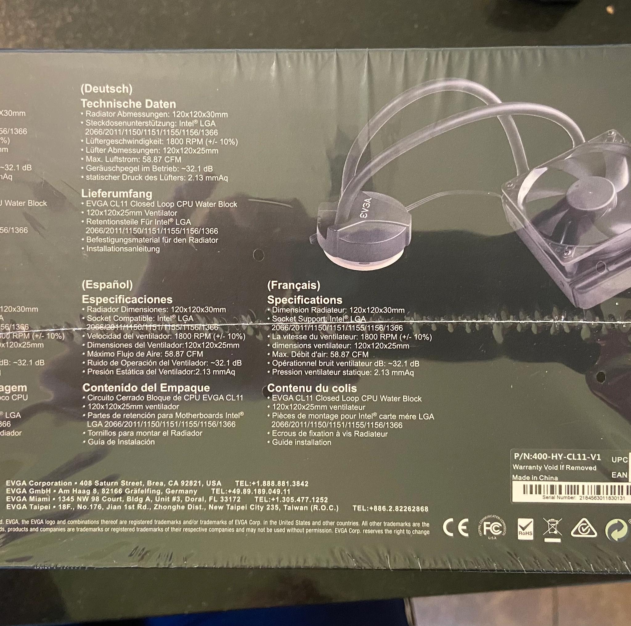 BNIB EVGA 120mm Closed Loop CPU cooler