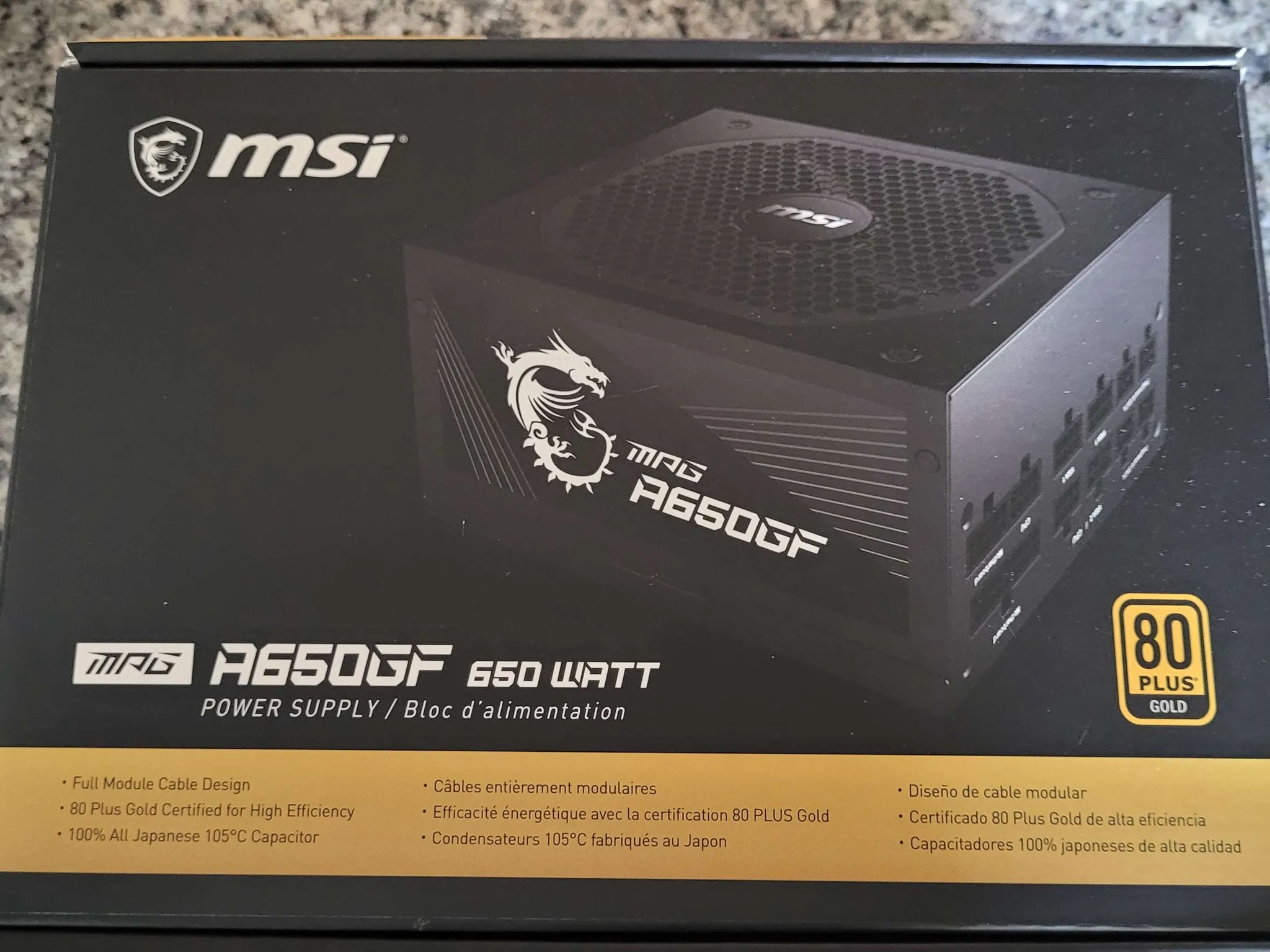 2 Month Used - MSI MPG A650GF Gaming Power Supply - Full Modular - 80 PLUS Gold Certified