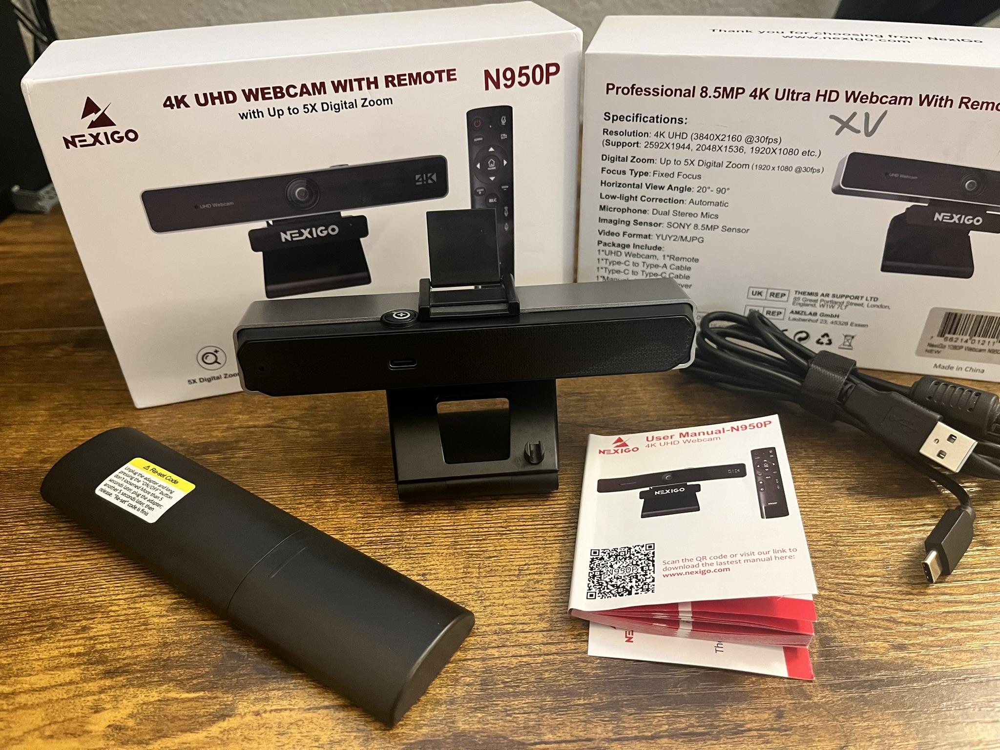 NexiGo N950P 4K UHD USB-C Webcam with Privacy Cover + Remote (Mac, PC)