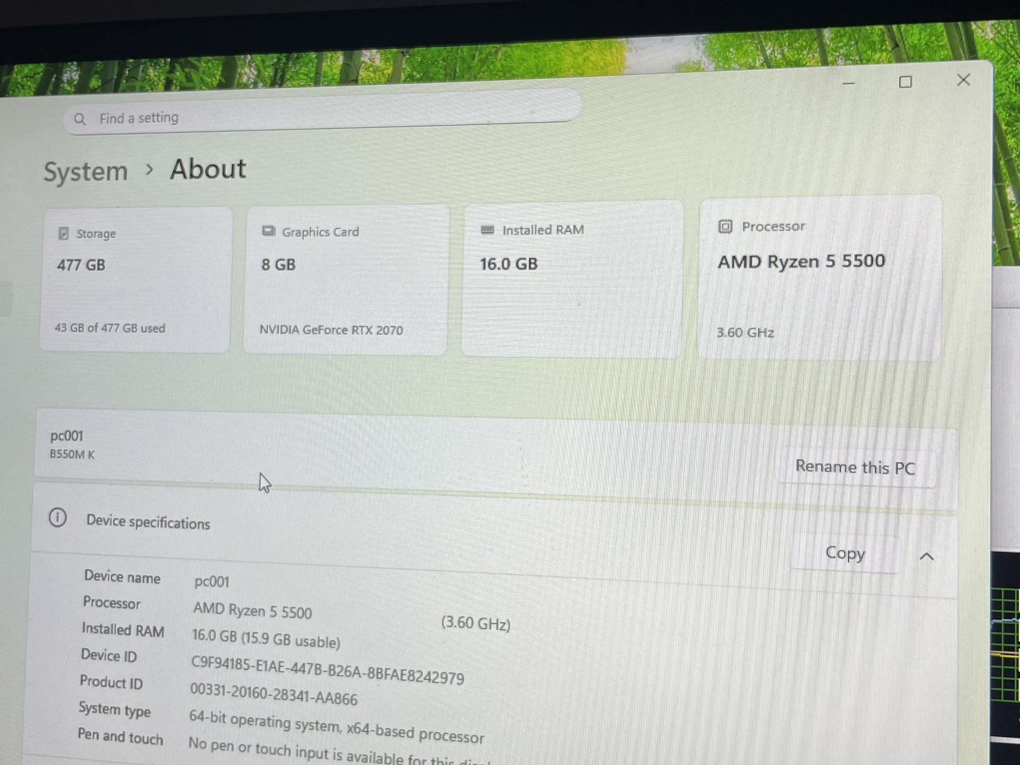 RTX2070 | Ryzen 5 5500 | 16GB DDR4 RAM | 512gb SSD