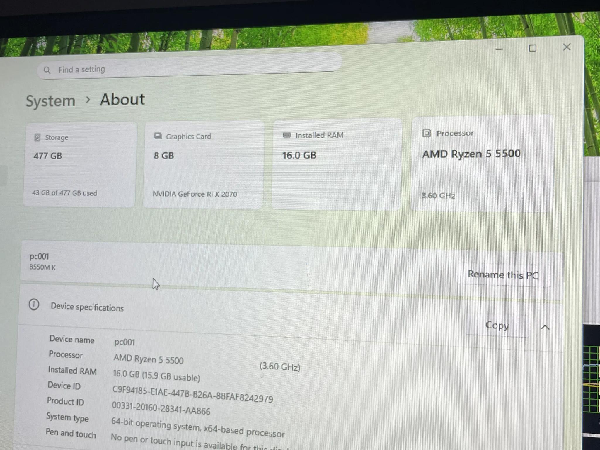 RTX2070 | Ryzen 5 5500 | 16GB DDR4 RAM | 512gb SSD